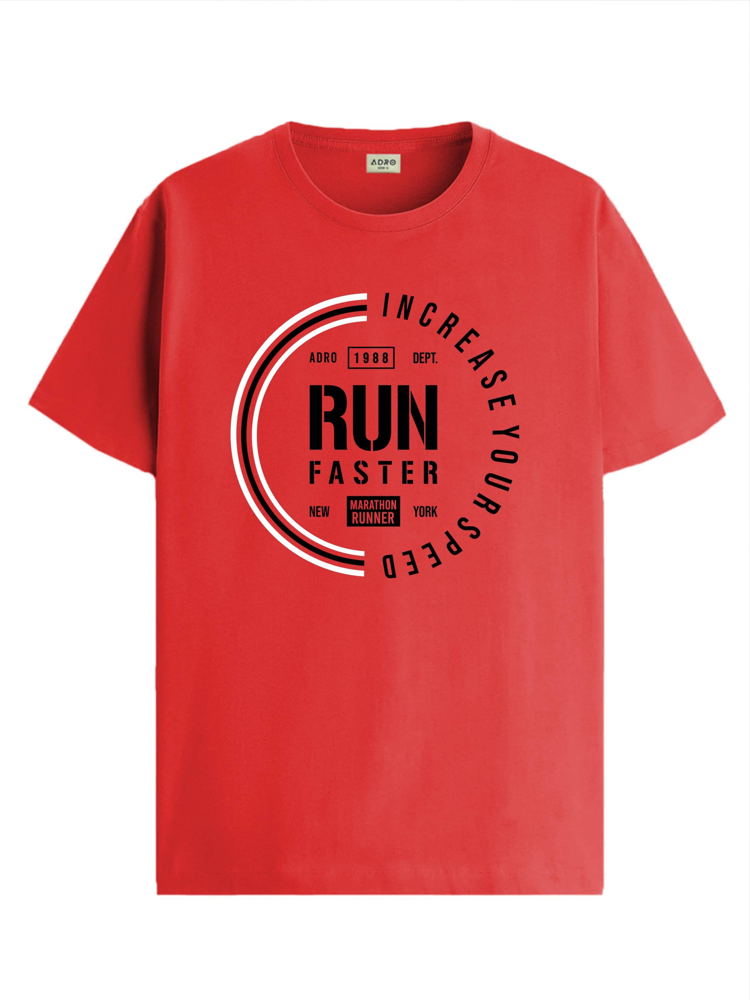     			Adro Men Cotton Blend Regular Fit Printed T-Shirt ( Red )