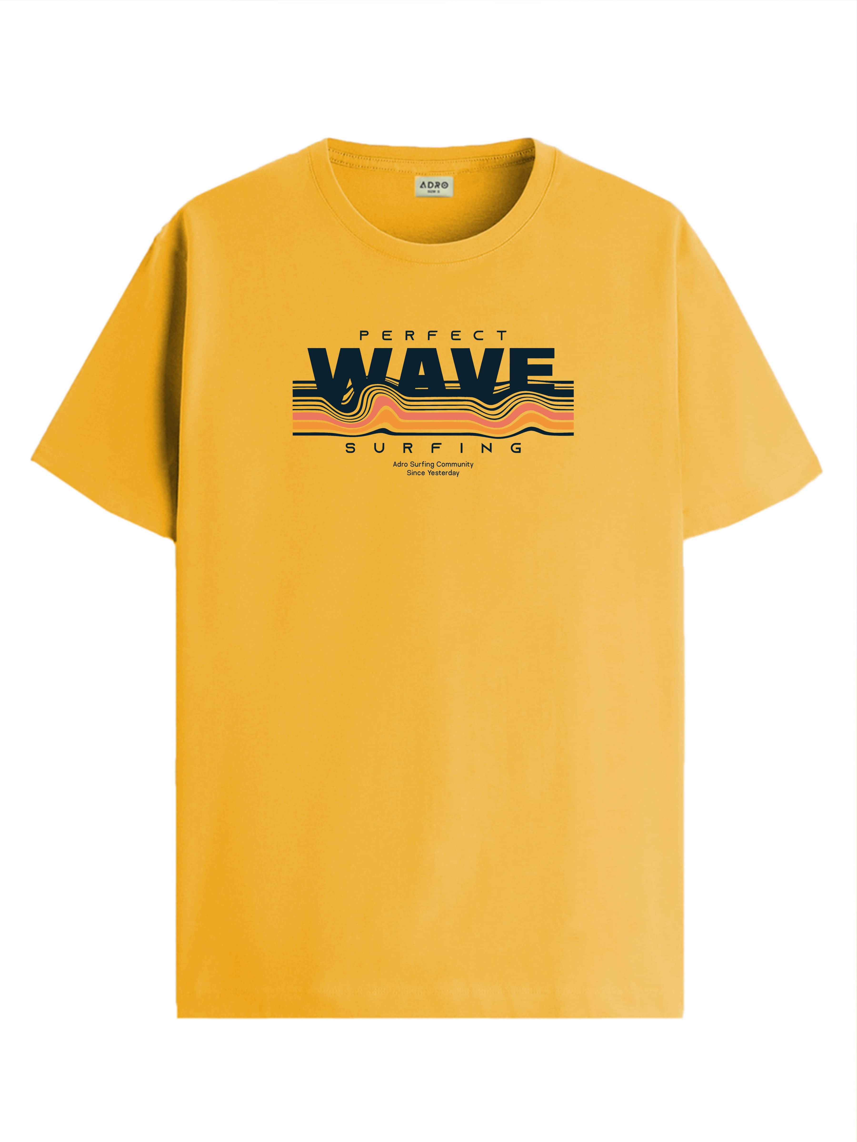     			Adro Men Cotton Blend Regular Fit Printed T-Shirt ( Mustard )