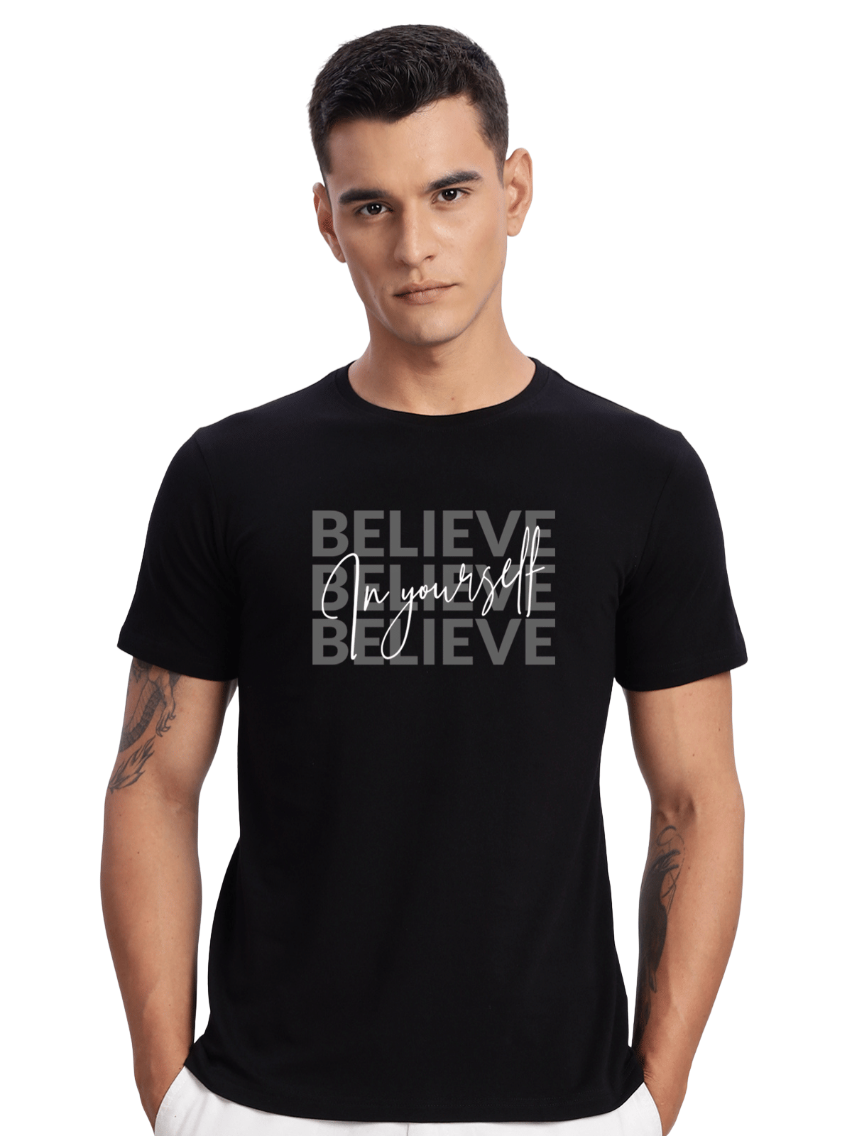 Adro Men Cotton Blend Regular Fit Printed T-Shirt ( Black ) Adro Men Cotton Blend Regular Fit Printed T-Shirt ( Black )