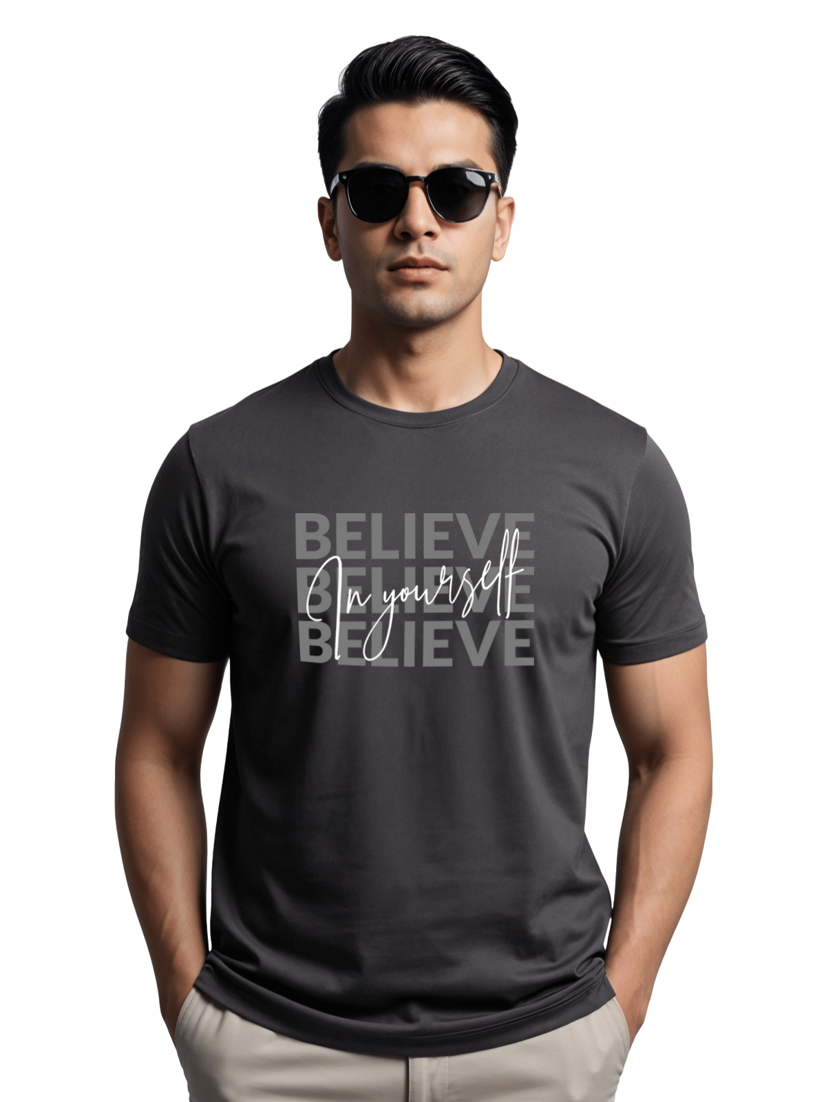     			Adro Men Cotton Blend Regular Fit Printed T-Shirt ( Dark Grey )