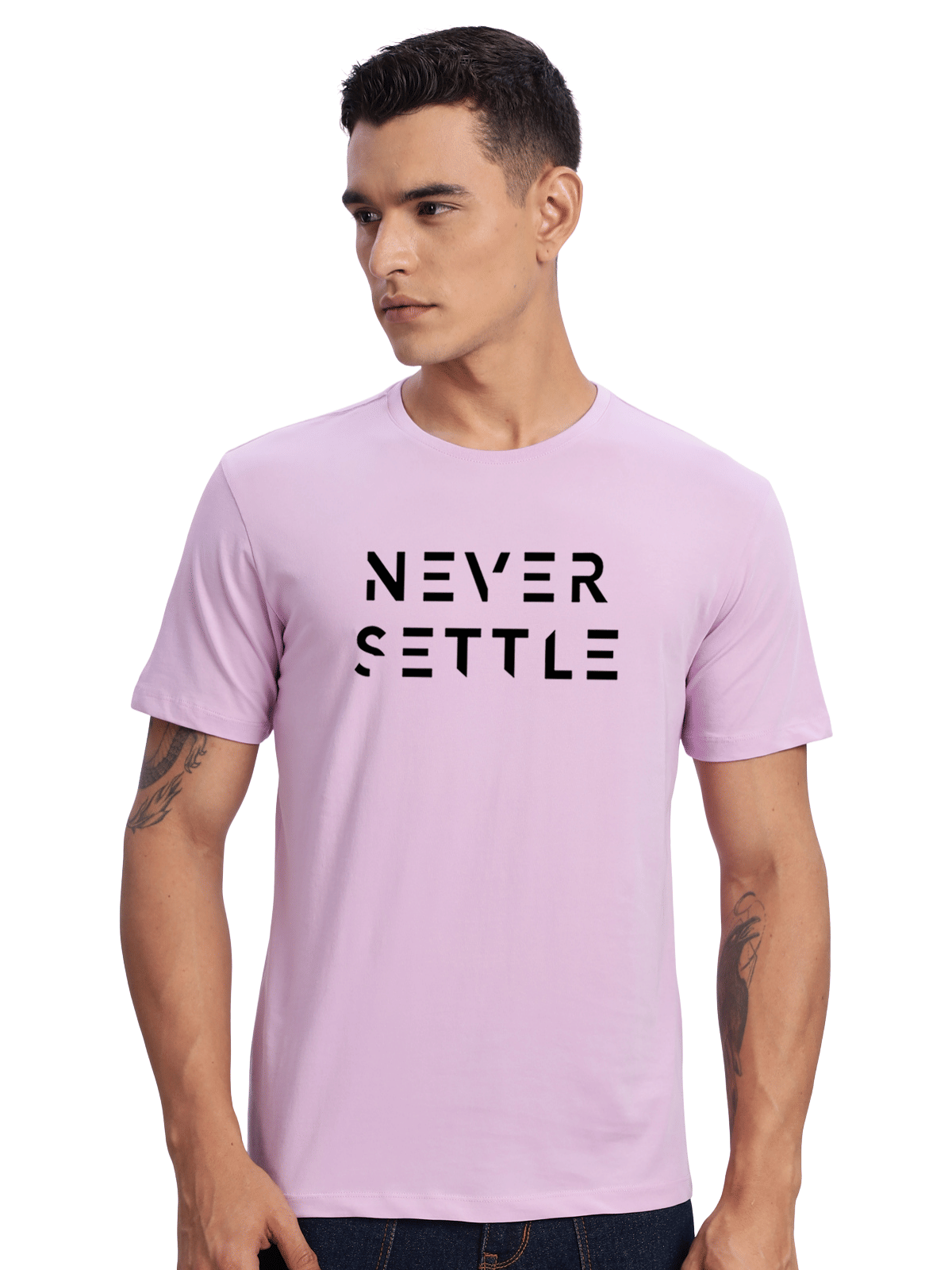     			Adro Men Cotton Blend Regular Fit Printed T-Shirt ( Lavender )