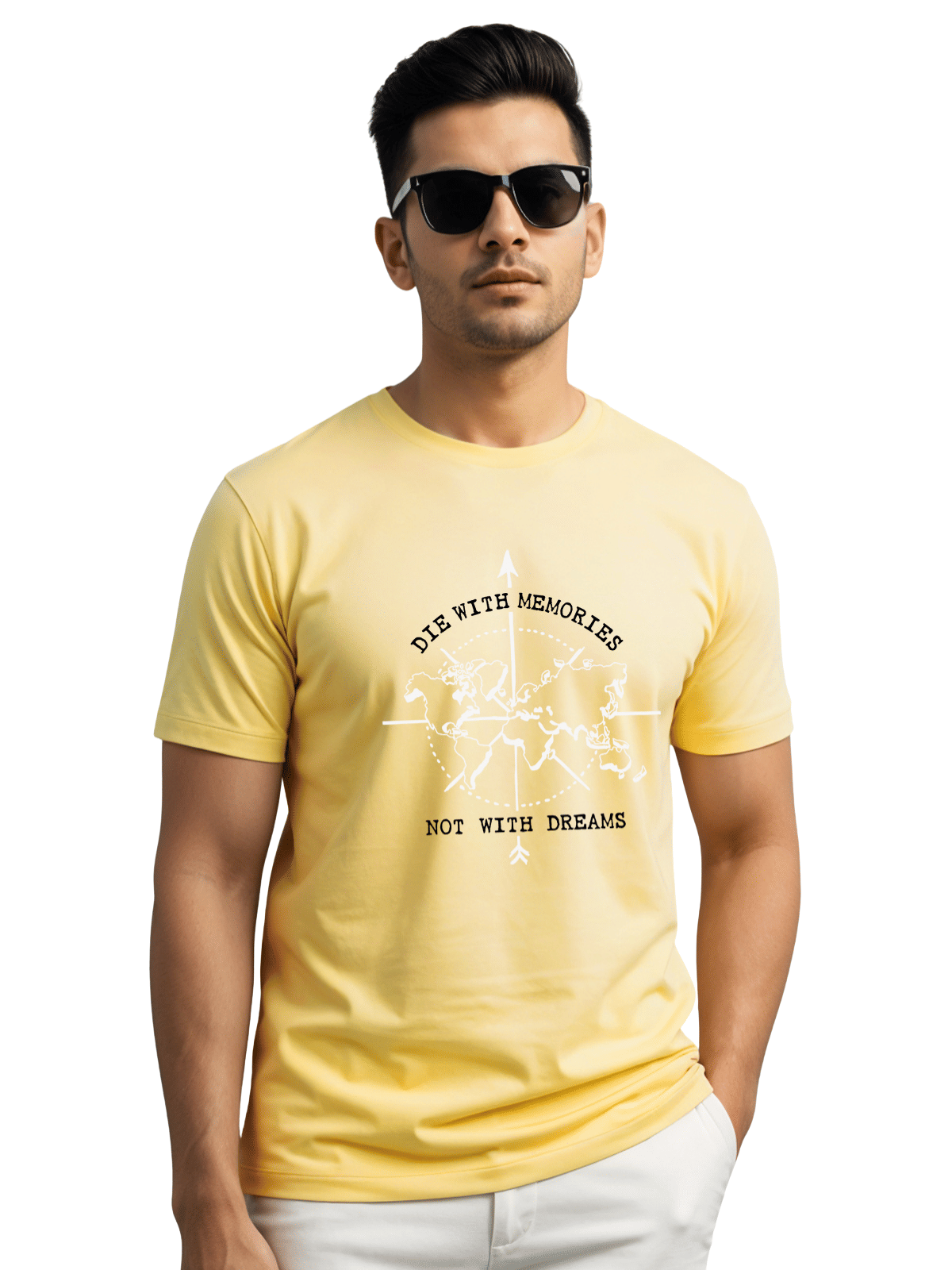     			Adro Men Cotton Blend Regular Fit Printed T-Shirt ( Yellow )