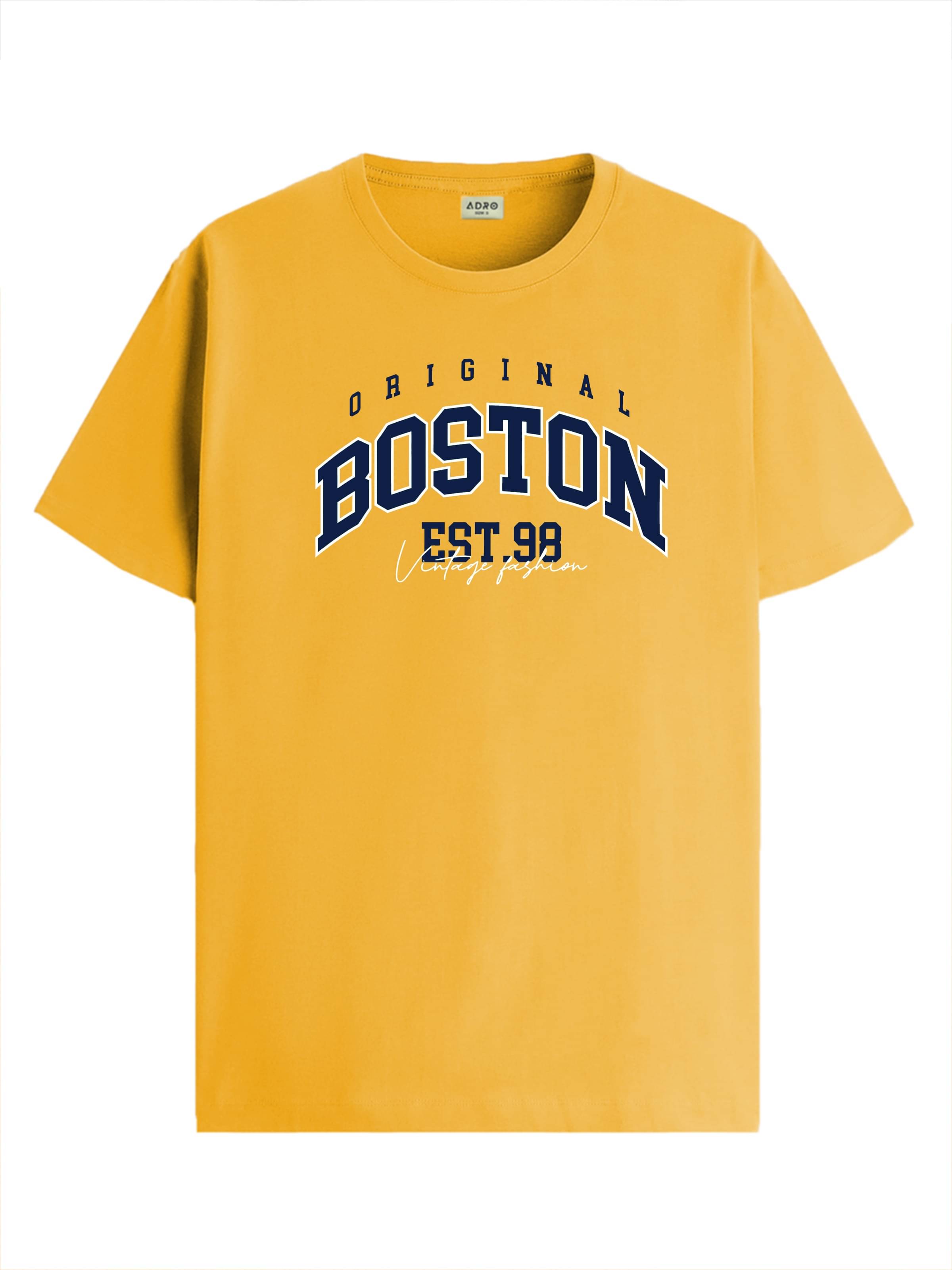Adro Men Cotton Blend Regular Fit Printed T-Shirt ( Mustard ) Adro Men Cotton Blend Regular Fit Printed T-Shirt ( Mustard )