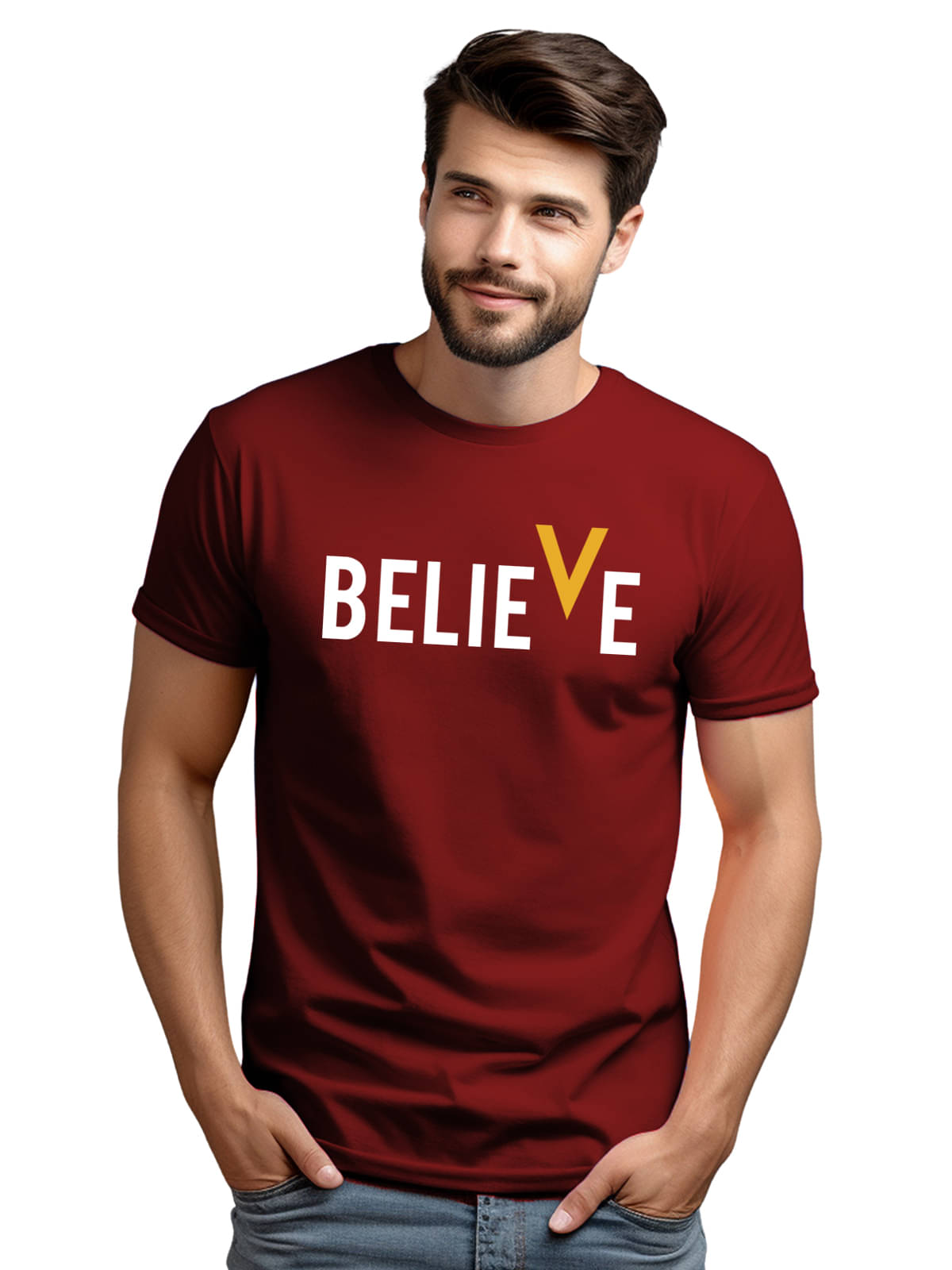 Adro Men Cotton Blend Regular Fit Printed T-Shirt ( Maroon ) Adro Men Cotton Blend Regular Fit Printed T-Shirt ( Maroon )