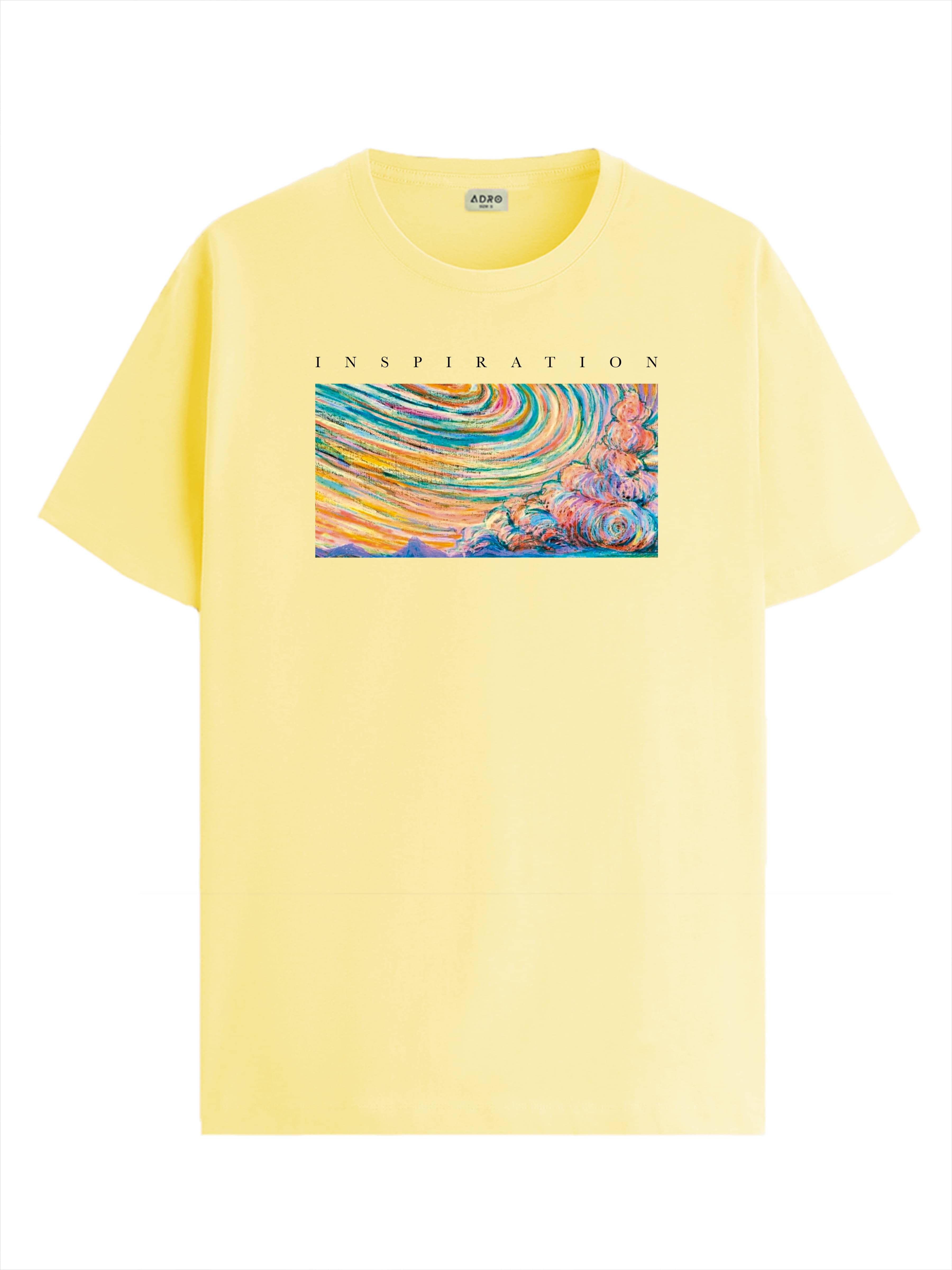 Adro Men Cotton Blend Regular Fit Printed T-Shirt ( Yellow )     			Adro Men Cotton Blend Regular Fit Printed T-Shirt ( Yellow )
