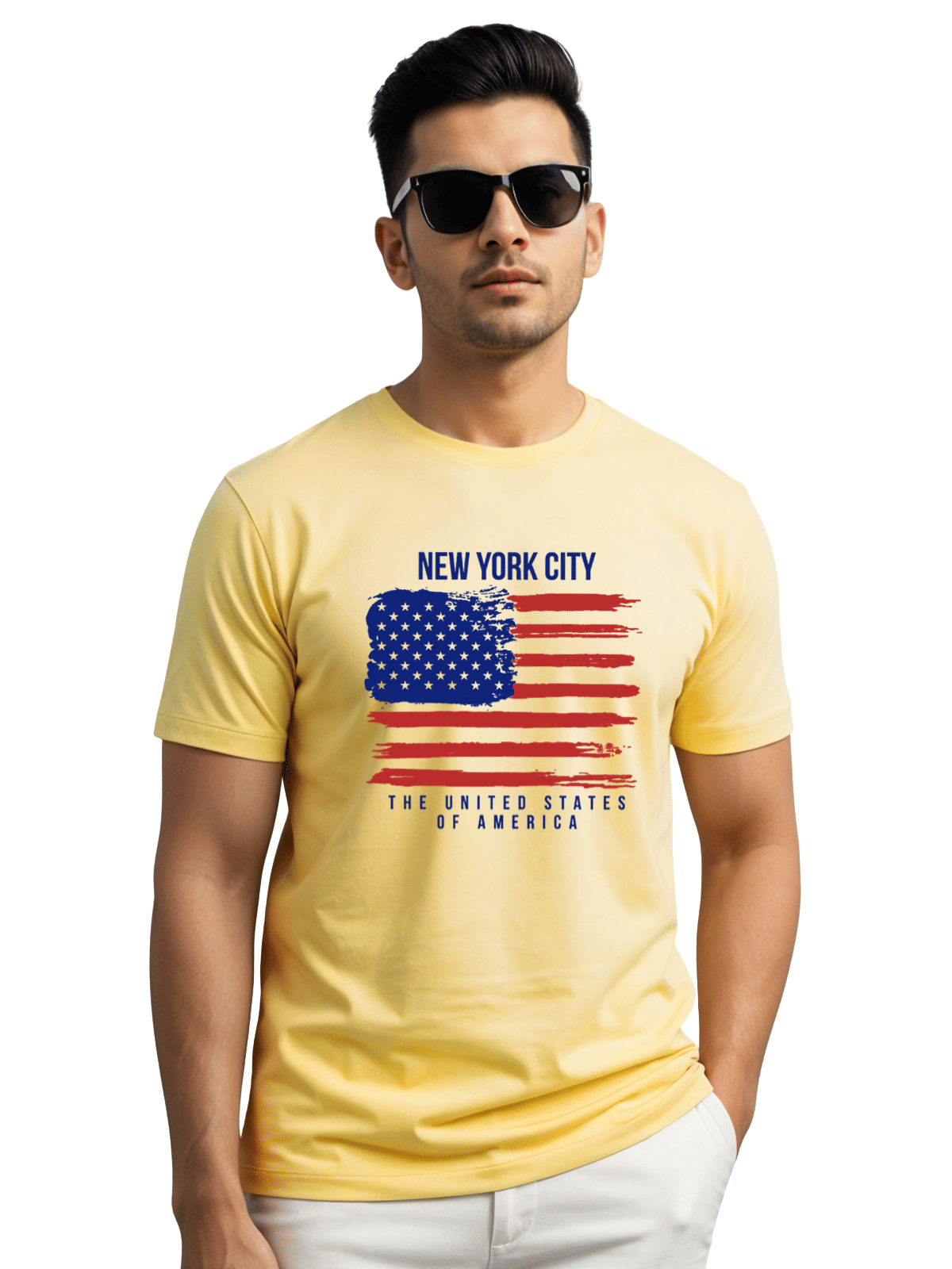     			Adro Men Cotton Blend Regular Fit Printed T-Shirt ( Yellow )