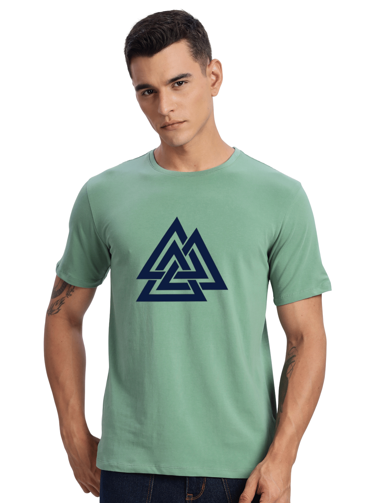     			Adro Men Cotton Blend Regular Fit Printed T-Shirt ( Sea Green )