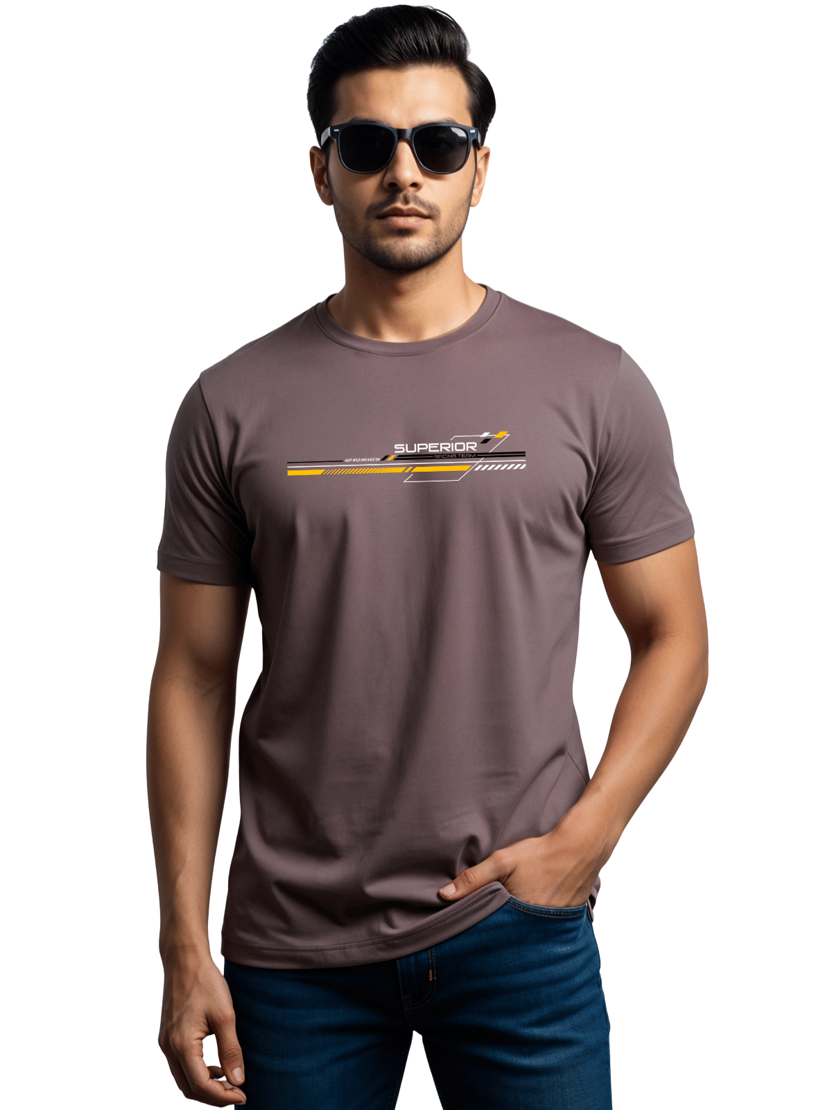     			Adro Men Cotton Blend Regular Fit Printed T-Shirt ( Purple )