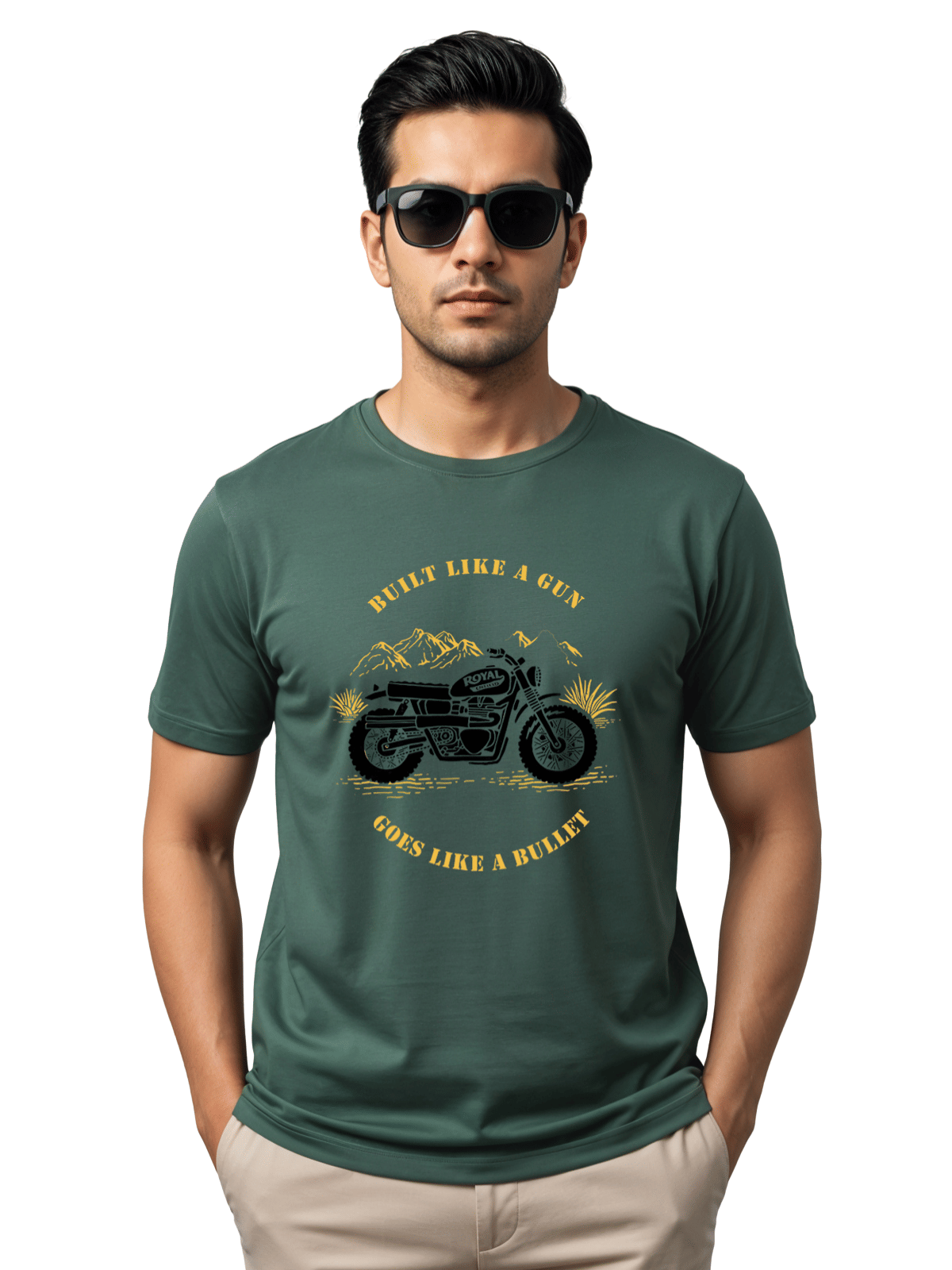     			Adro Men Cotton Blend Regular Fit Printed T-Shirt ( Green )