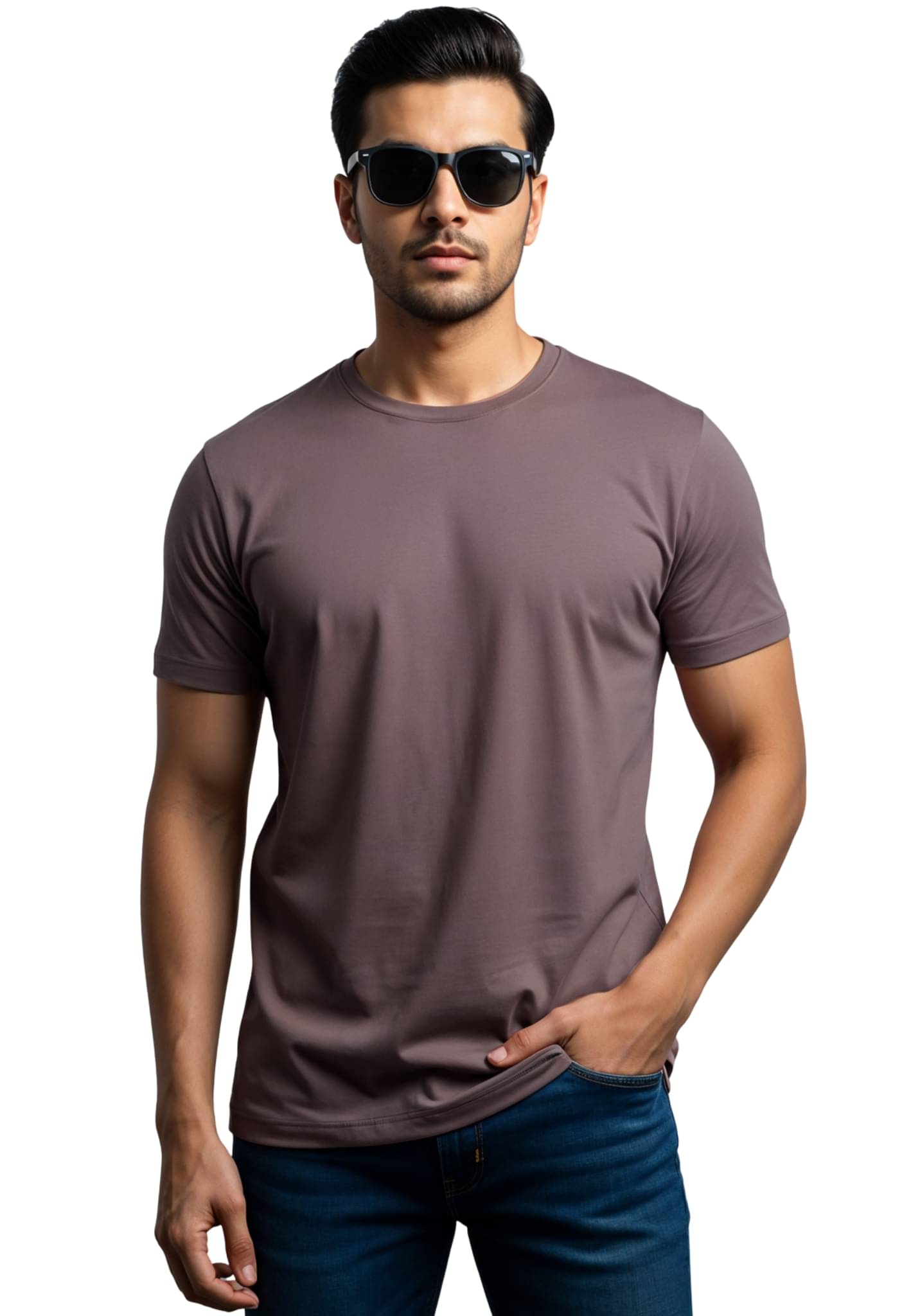 Adro Men Cotton Blend Regular Fit Solid T-Shirt ( Purple ) Adro Men Cotton Blend Regular Fit Solid T-Shirt ( Purple )