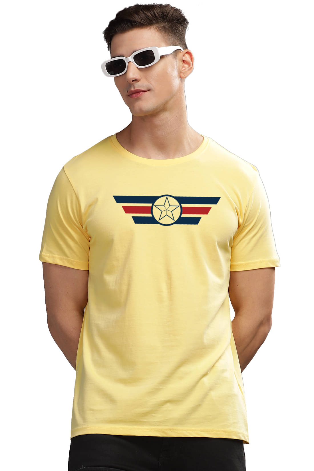    			Adro Men Cotton Blend Regular Fit Printed T-Shirt ( Yellow )