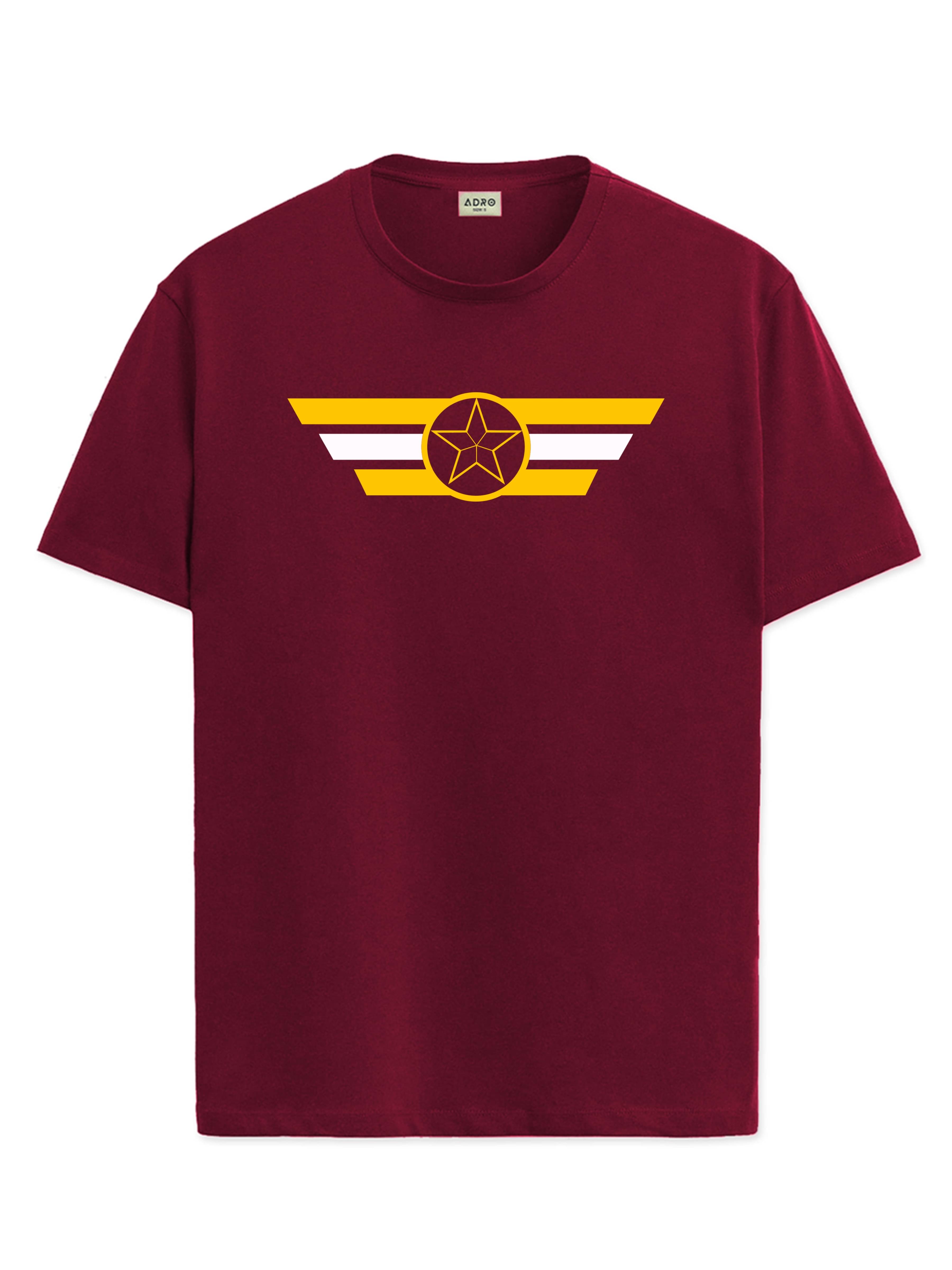     			Adro Men Cotton Blend Regular Fit Printed T-Shirt ( Maroon )