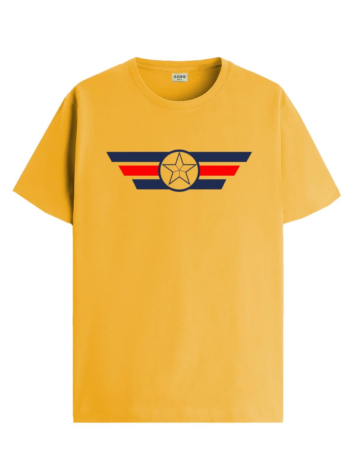 Adro Men Cotton Blend Regular Fit Printed T-Shirt ( Mustard ) Adro Men Cotton Blend Regular Fit Printed T-Shirt ( Mustard )