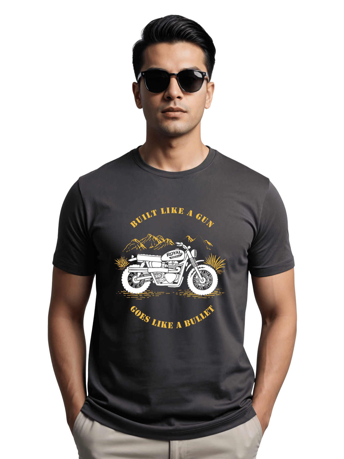     			Adro Men Cotton Blend Regular Fit Printed T-Shirt ( Dark Grey )