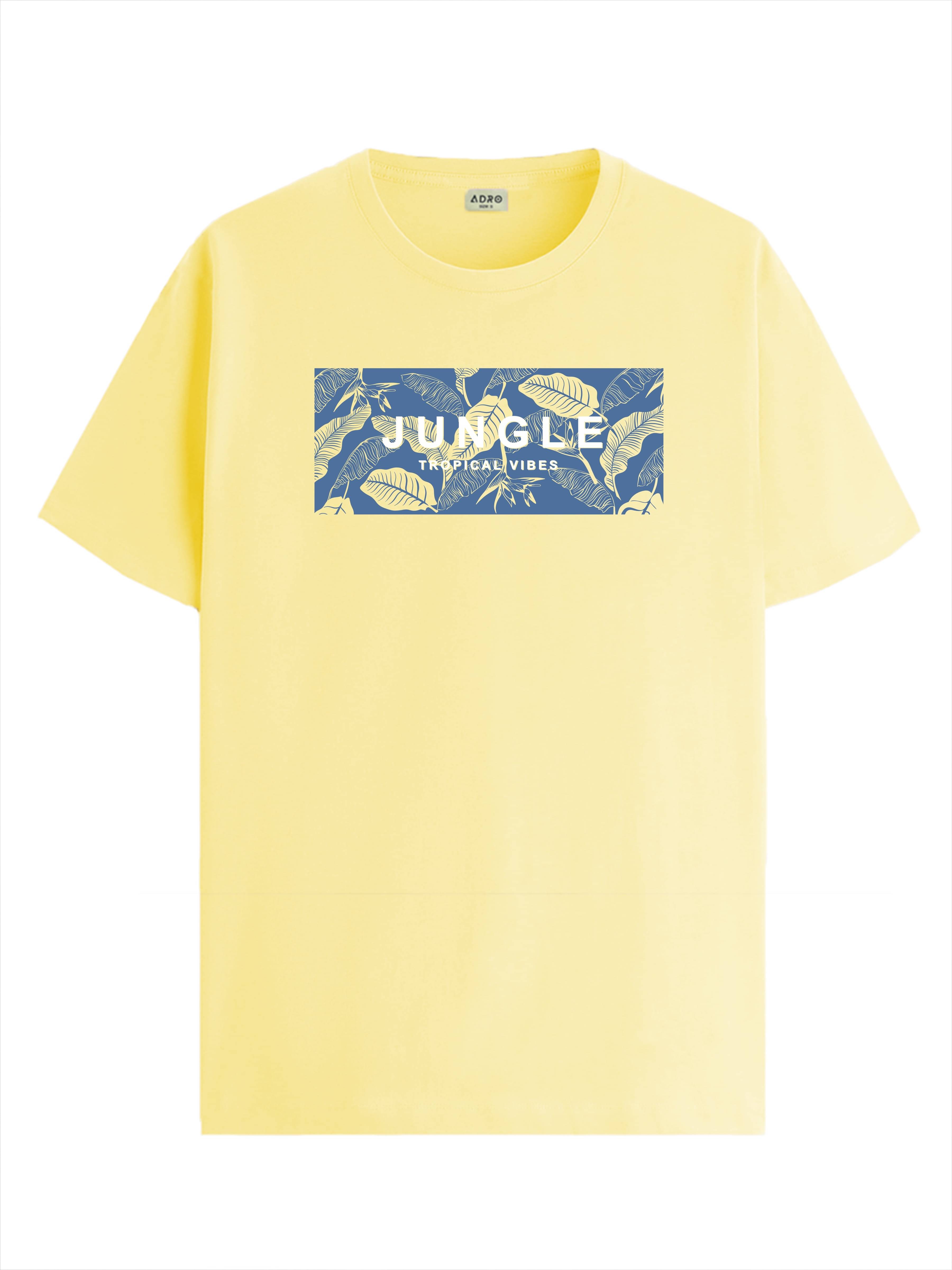     			Adro Men Cotton Blend Regular Fit Printed T-Shirt ( Yellow )
