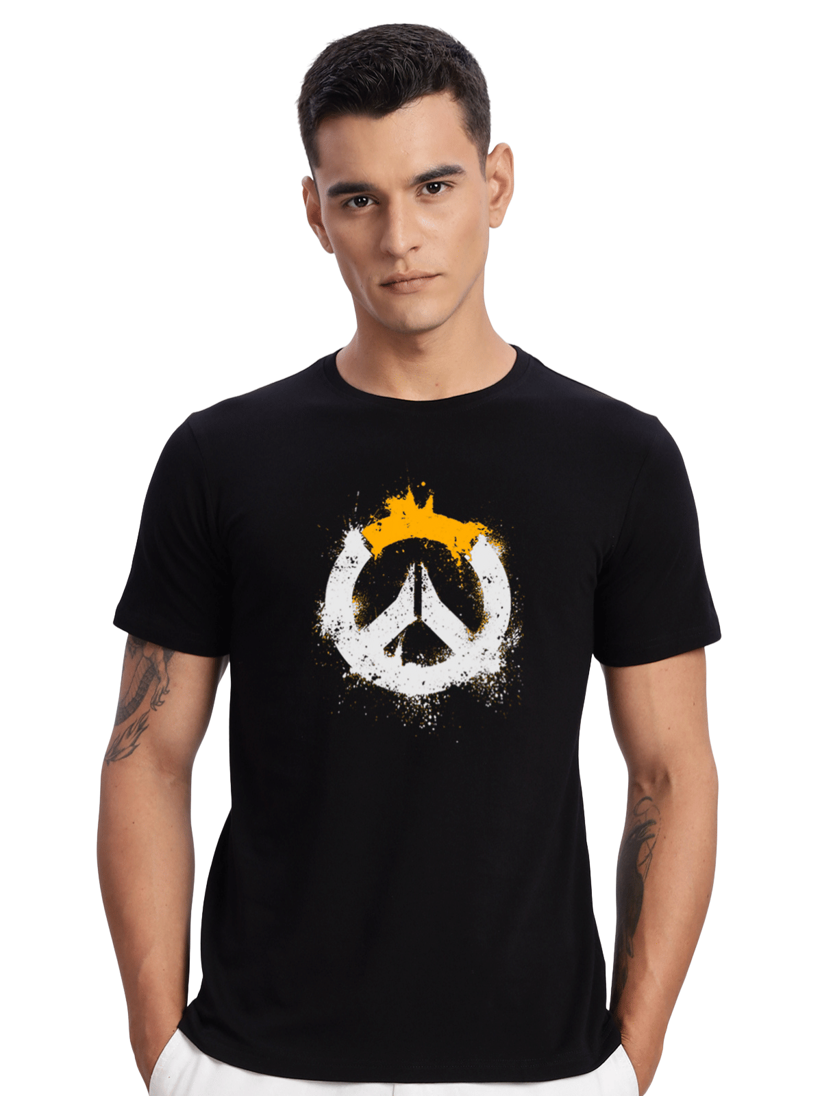Adro Men Cotton Blend Regular Fit Printed T-Shirt ( Black ) Adro Men Cotton Blend Regular Fit Printed T-Shirt ( Black )