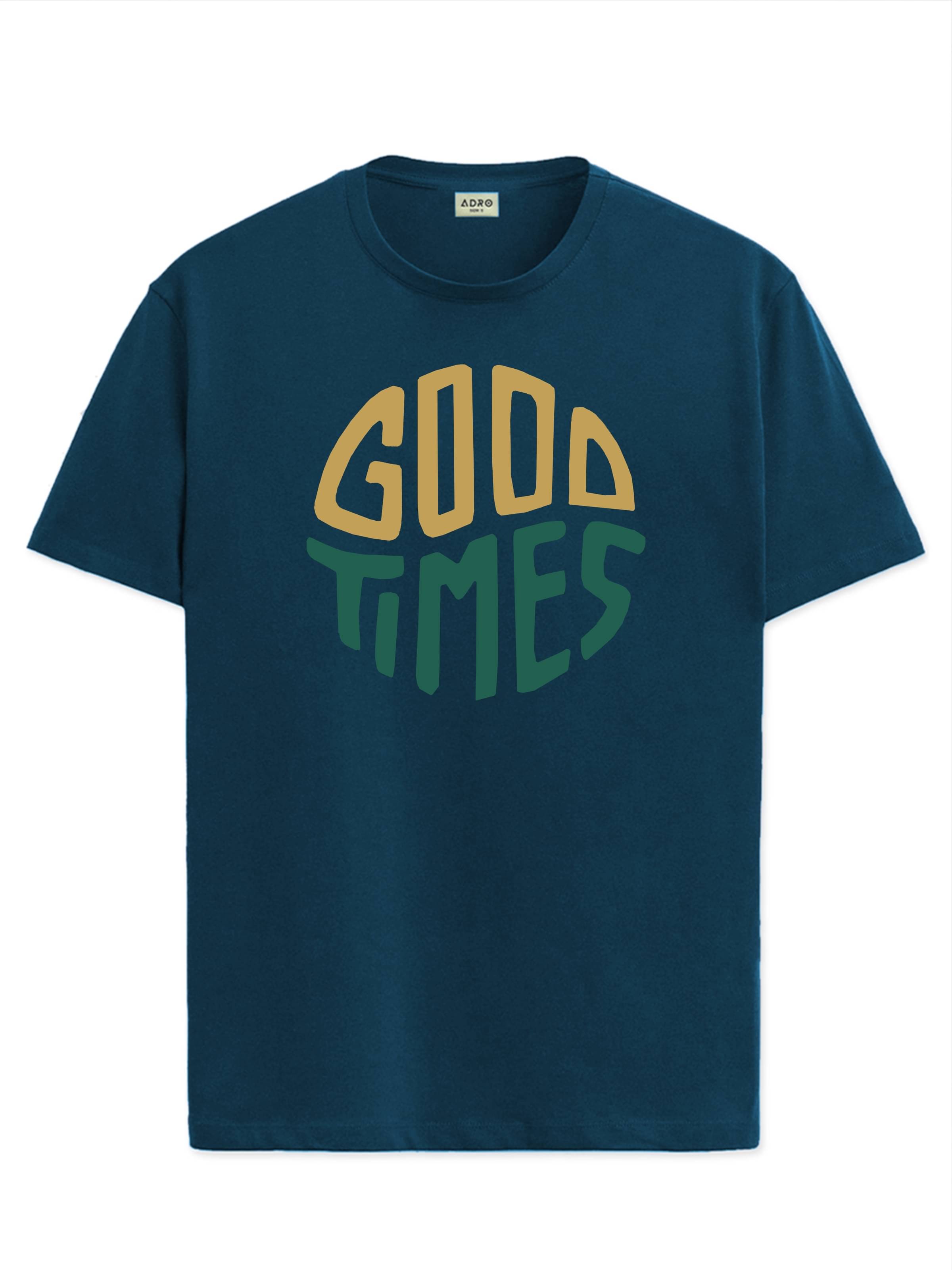     			Adro Men Cotton Blend Regular Fit Printed T-Shirt ( Teal Blue )