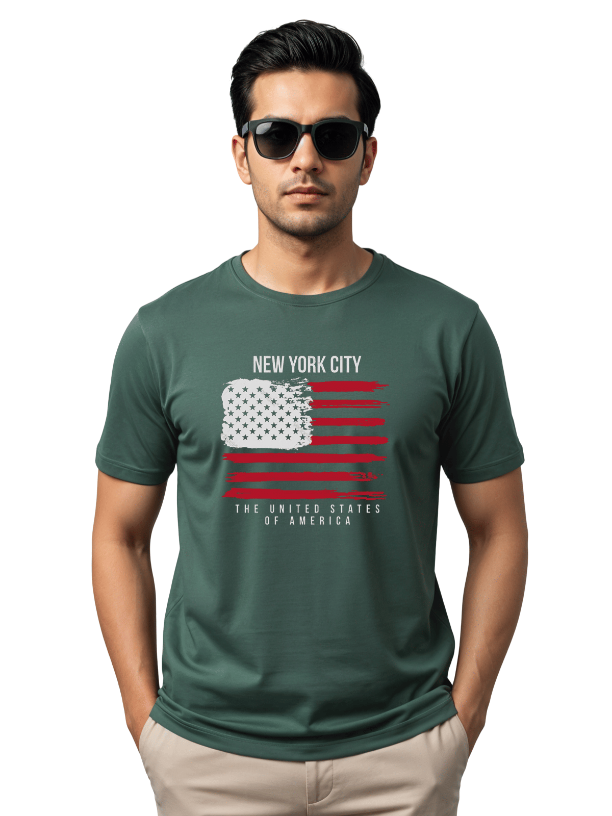     			Adro Men Cotton Blend Regular Fit Printed T-Shirt ( Green )