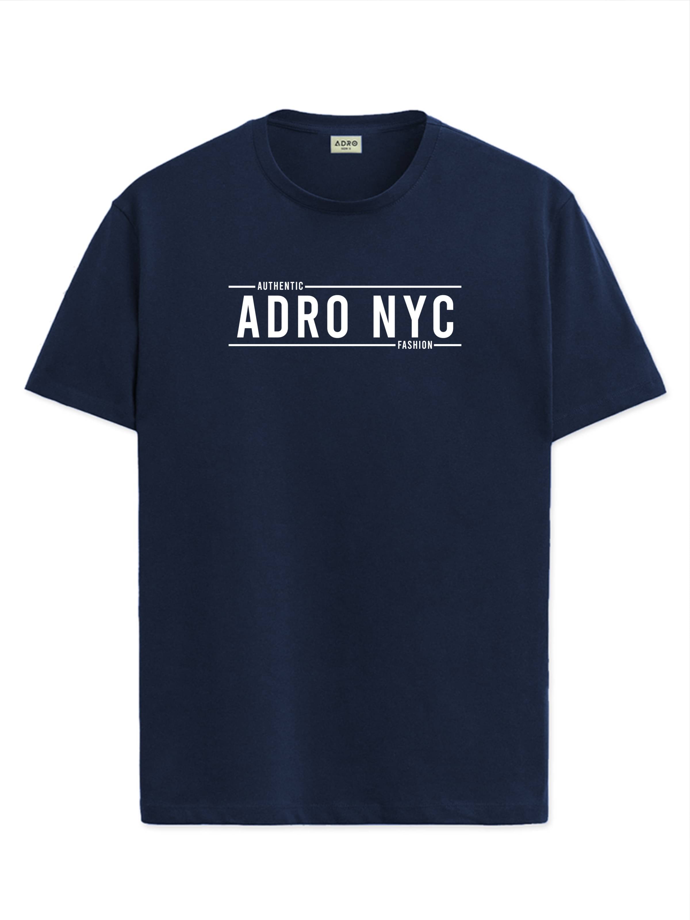 Adro Men Cotton Blend Regular Fit Printed T-Shirt ( Navy Blue ) Adro Men Cotton Blend Regular Fit Printed T-Shirt ( Navy Blue )