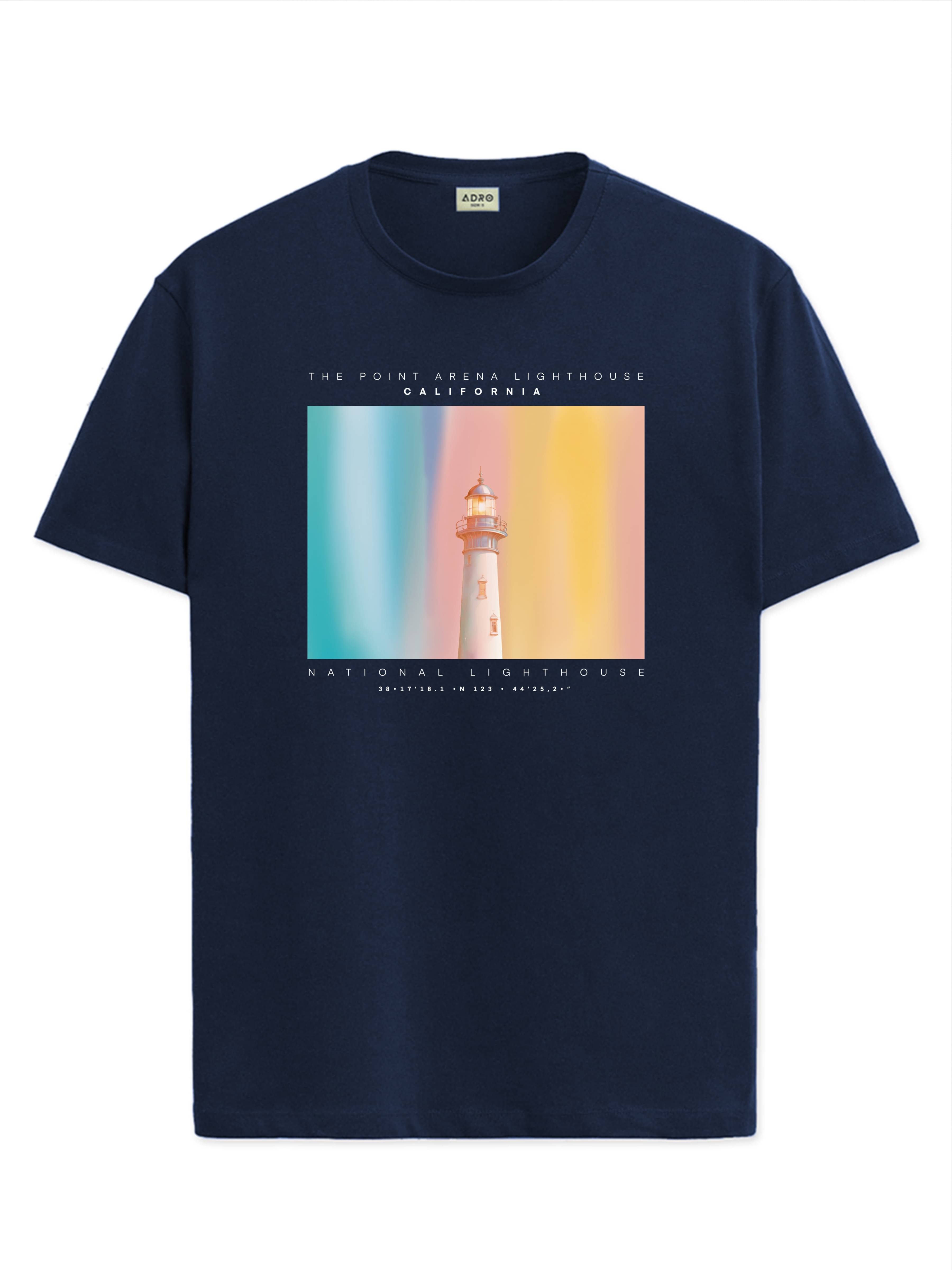 Adro Men Cotton Blend Regular Fit Printed T-Shirt ( Navy Blue )     			Adro Men Cotton Blend Regular Fit Printed T-Shirt ( Navy Blue )