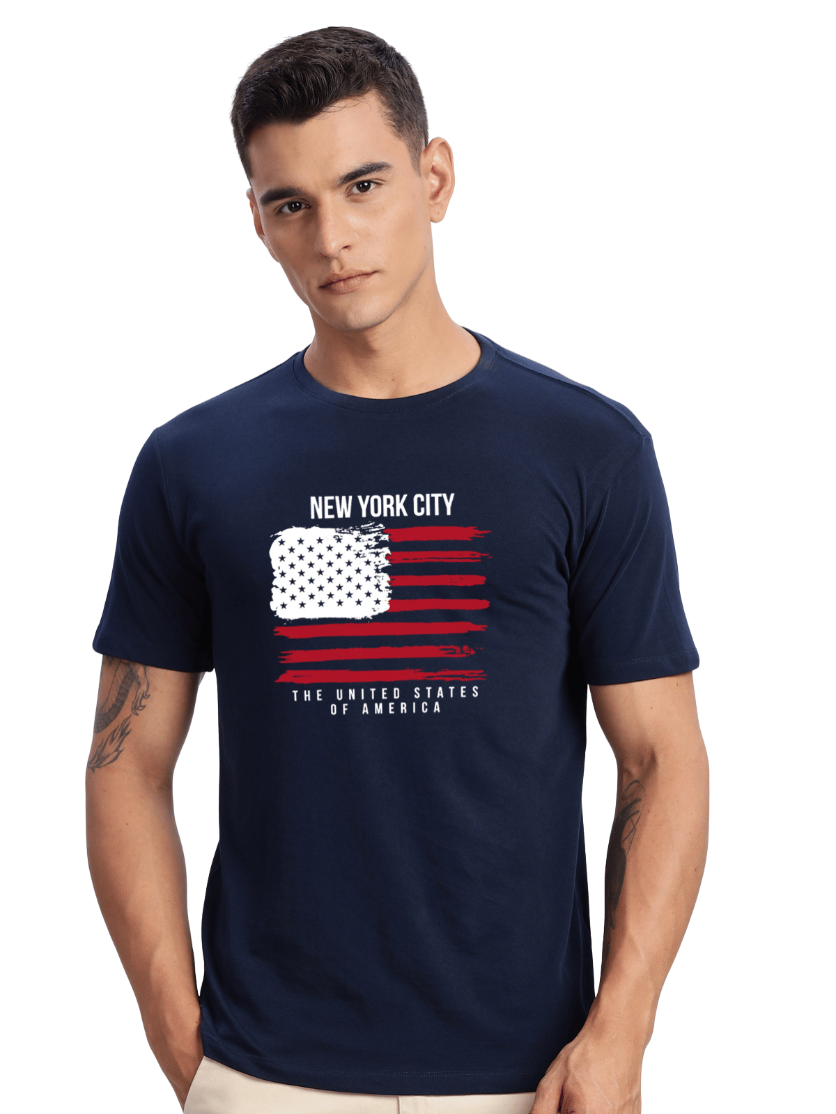 Adro Men Cotton Blend Regular Fit Printed T-Shirt ( Navy Blue ) Adro Men Cotton Blend Regular Fit Printed T-Shirt ( Navy Blue )