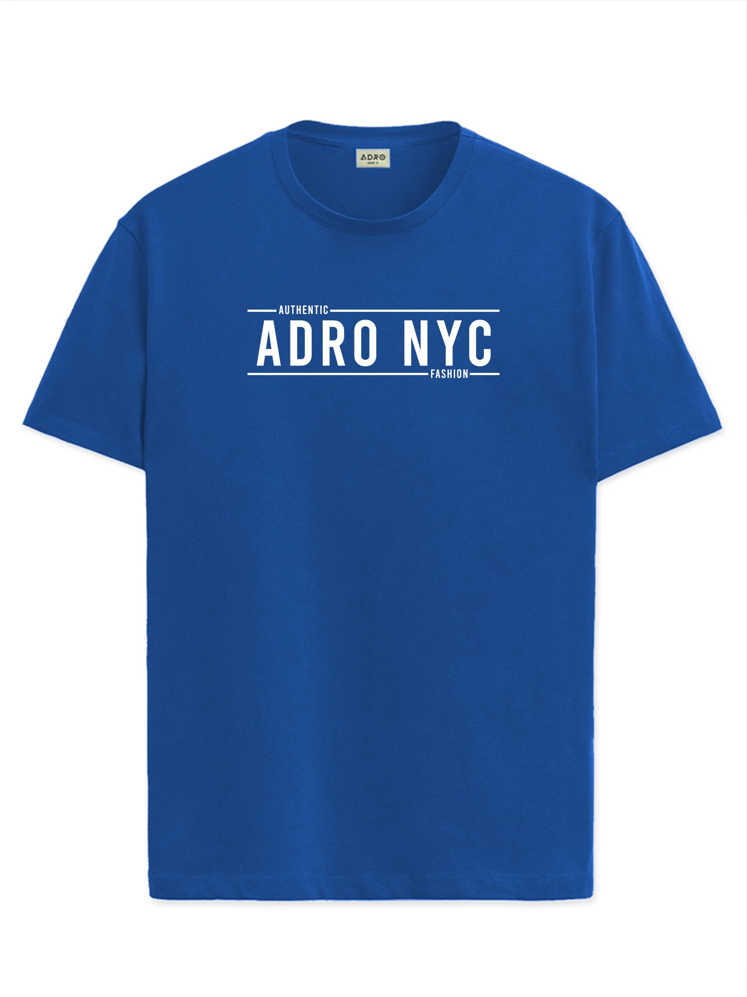Adro Men Cotton Blend Regular Fit Printed T-Shirt ( Blue ) Adro Men Cotton Blend Regular Fit Printed T-Shirt ( Blue )