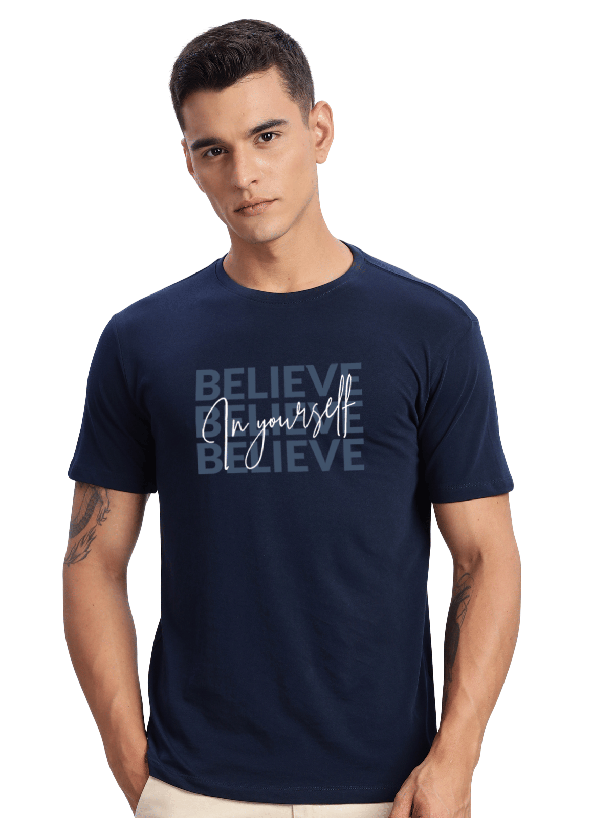 Adro Men Cotton Blend Regular Fit Printed T-Shirt ( Navy Blue )     			Adro Men Cotton Blend Regular Fit Printed T-Shirt ( Navy Blue )