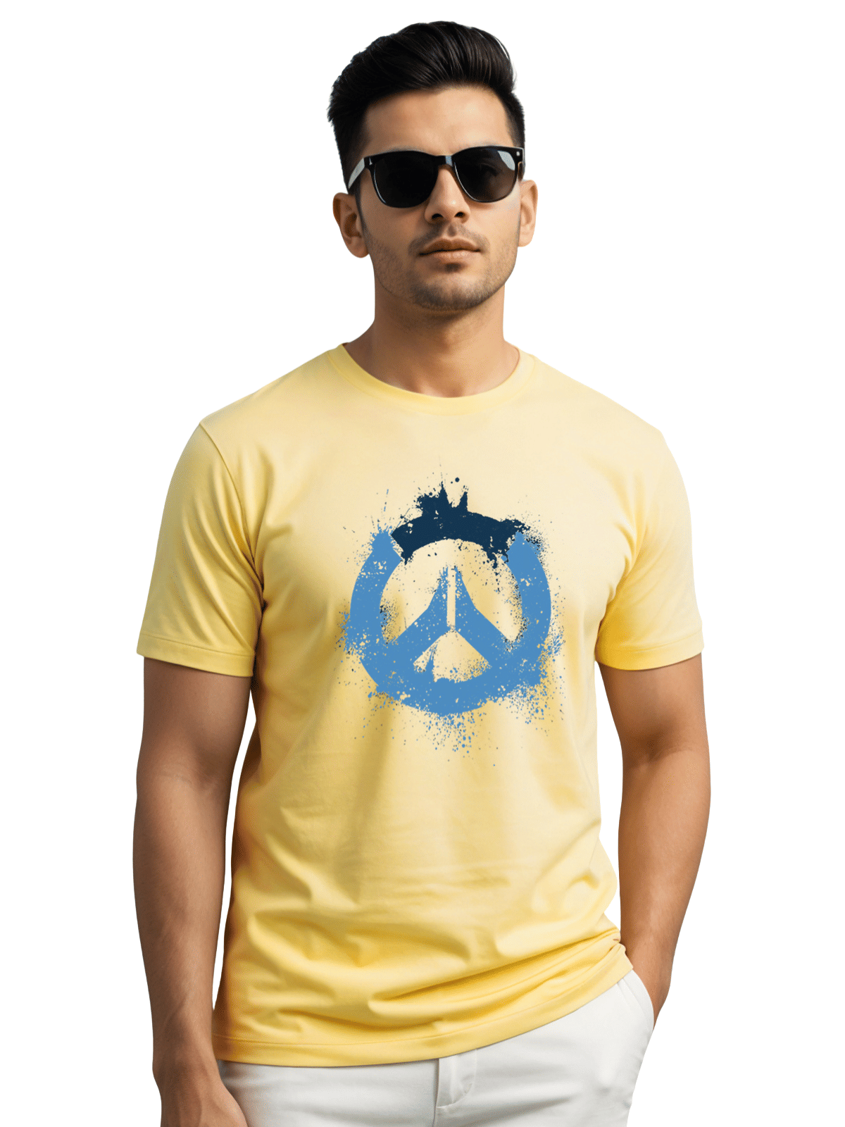     			Adro Men Cotton Blend Regular Fit Printed T-Shirt ( Yellow )