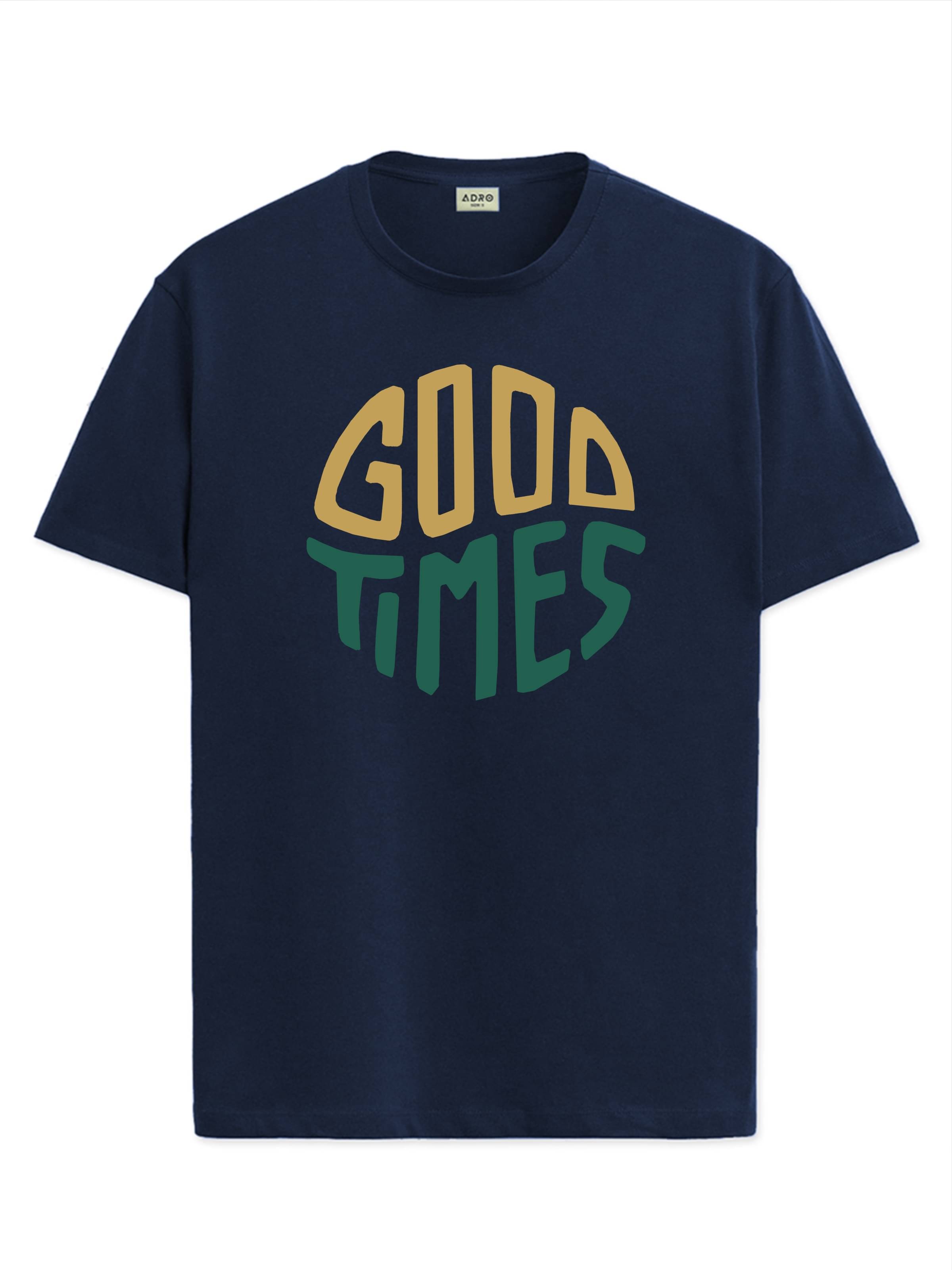     			Adro Men Cotton Blend Regular Fit Printed T-Shirt ( Navy Blue )