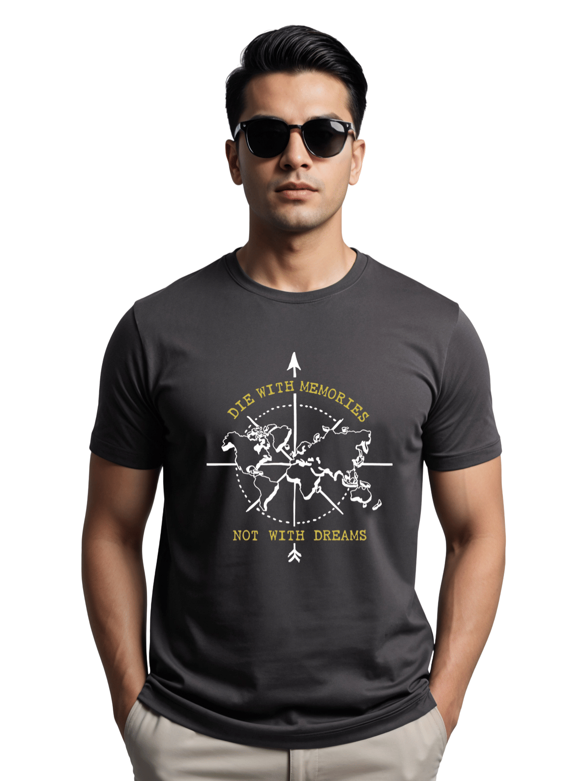 Adro Men Cotton Blend Regular Fit Printed T-Shirt ( Dark Grey ) Adro Men Cotton Blend Regular Fit Printed T-Shirt ( Dark Grey )