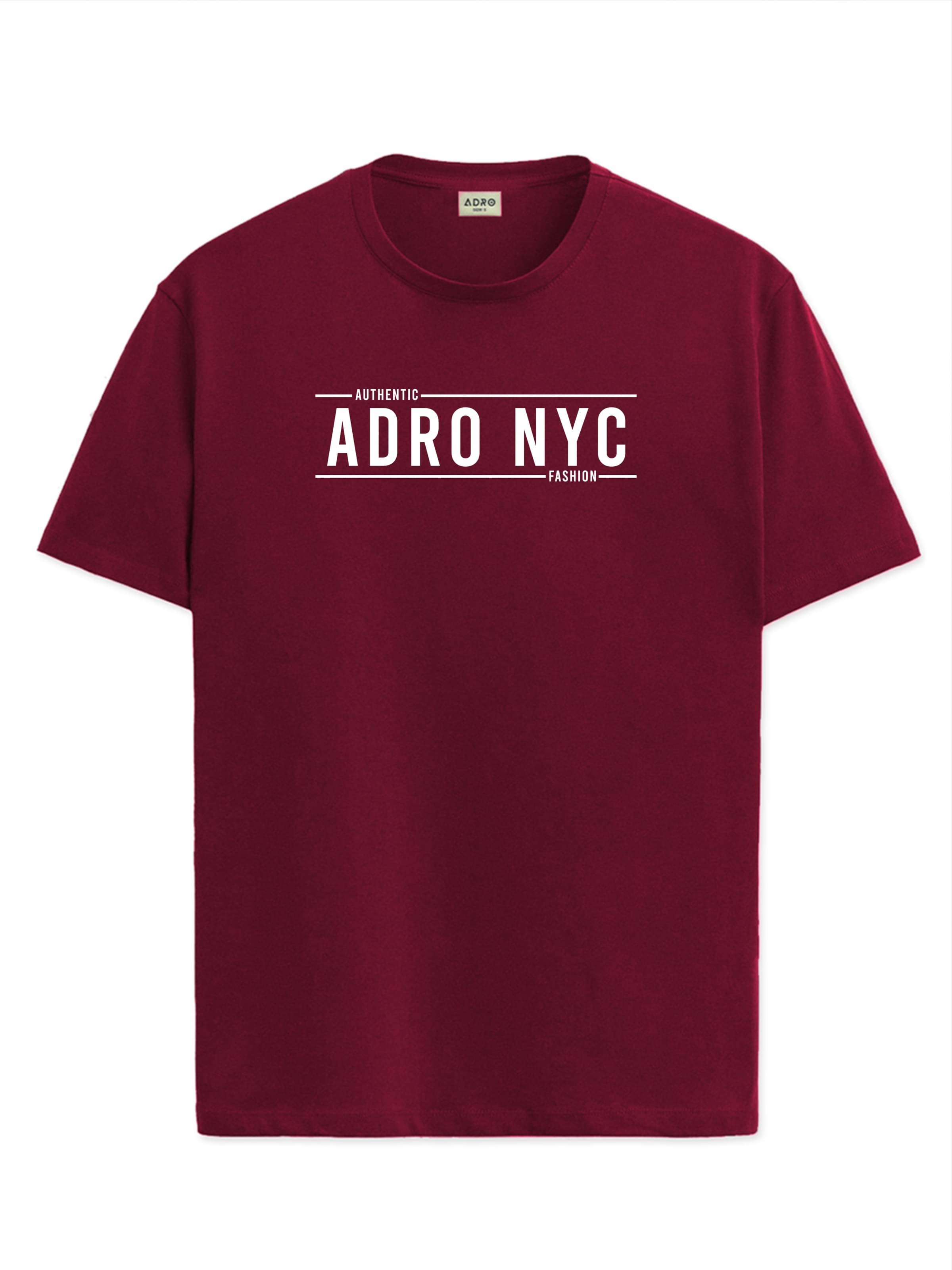 Adro Men Cotton Blend Regular Fit Printed T-Shirt ( Maroon )     			Adro Men Cotton Blend Regular Fit Printed T-Shirt ( Maroon )