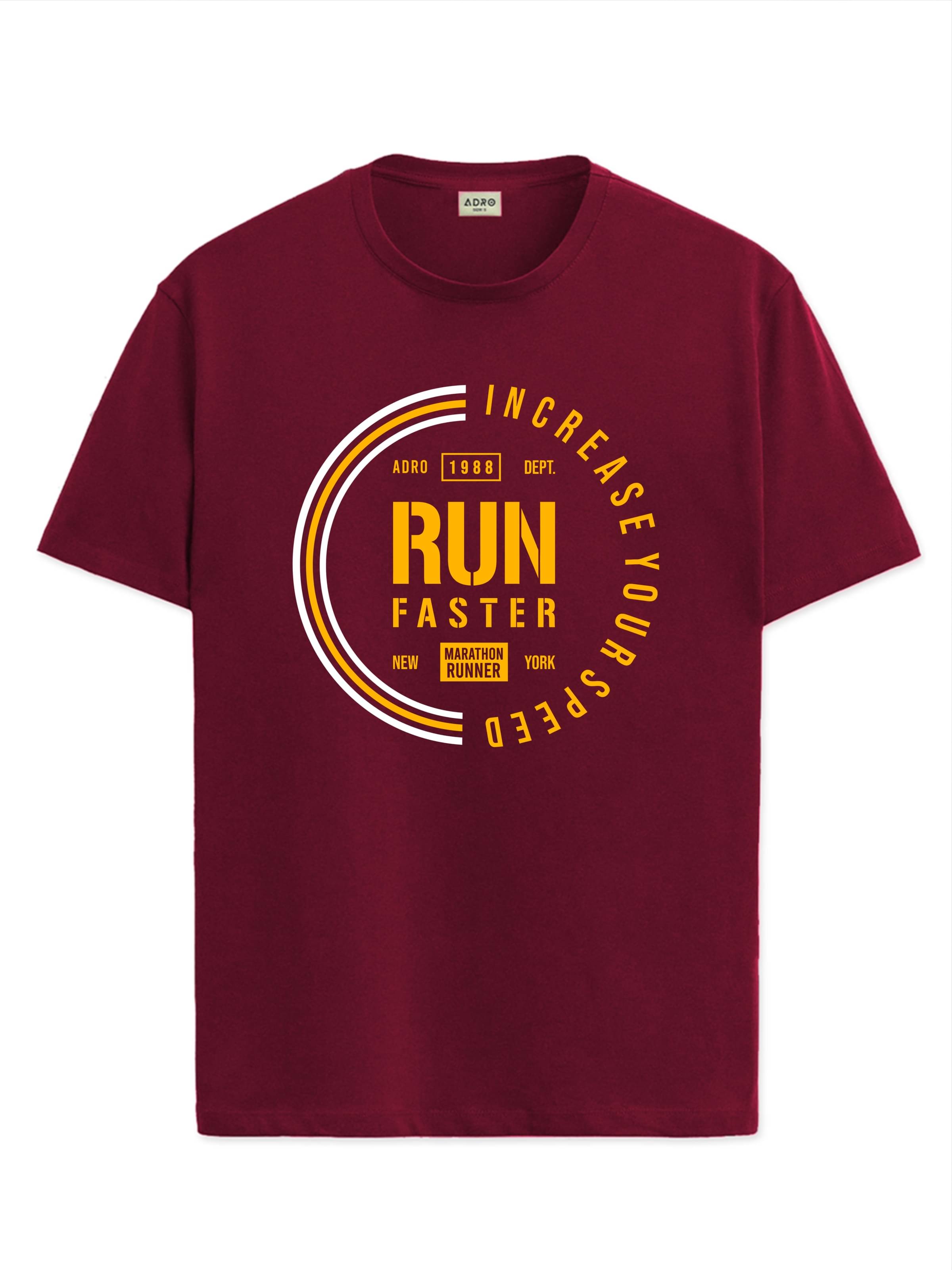 Adro Men Cotton Blend Regular Fit Printed T-Shirt ( Maroon ) Adro Men Cotton Blend Regular Fit Printed T-Shirt ( Maroon )