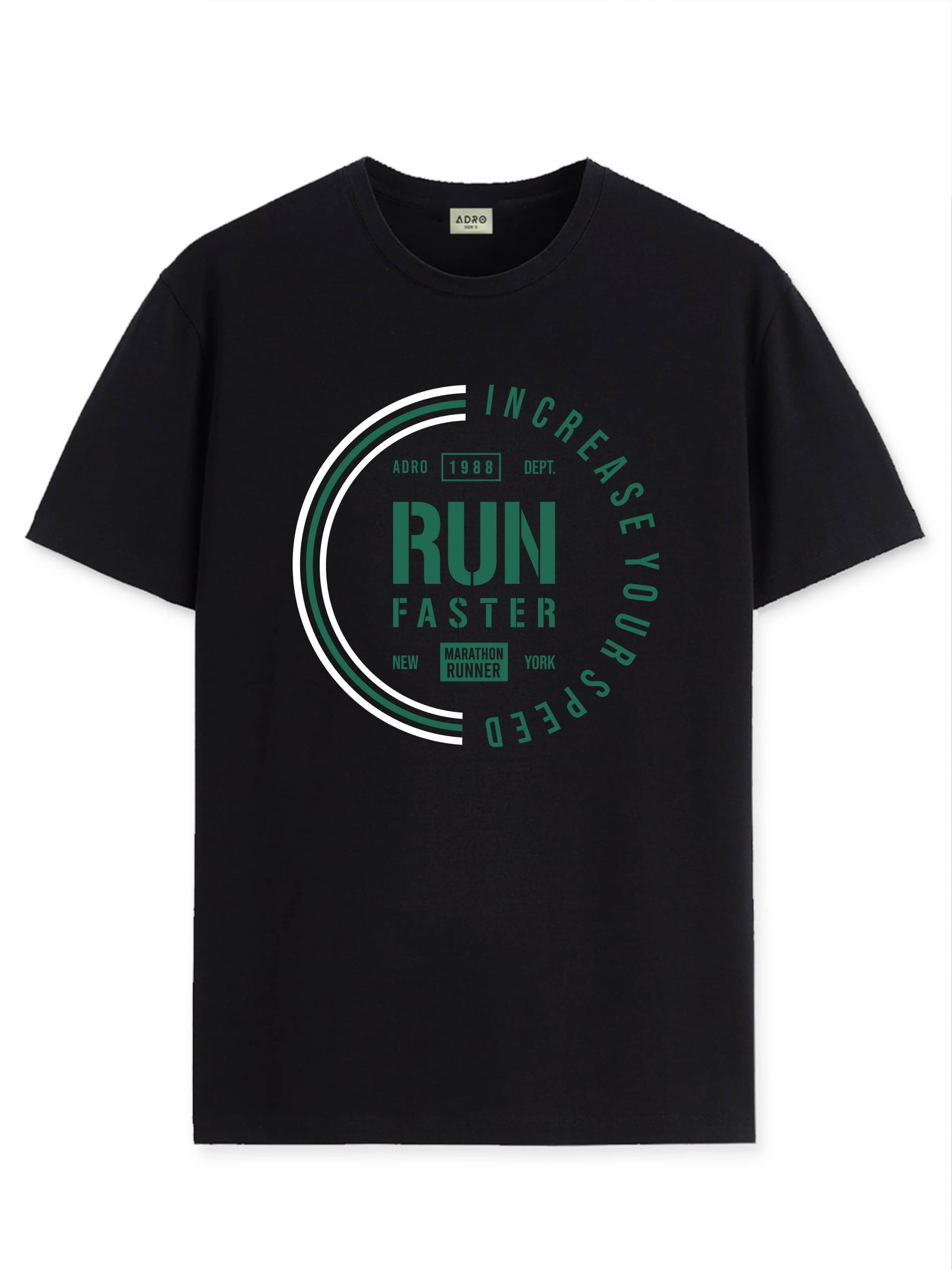     			Adro Men Cotton Blend Regular Fit Printed T-Shirt ( Black )