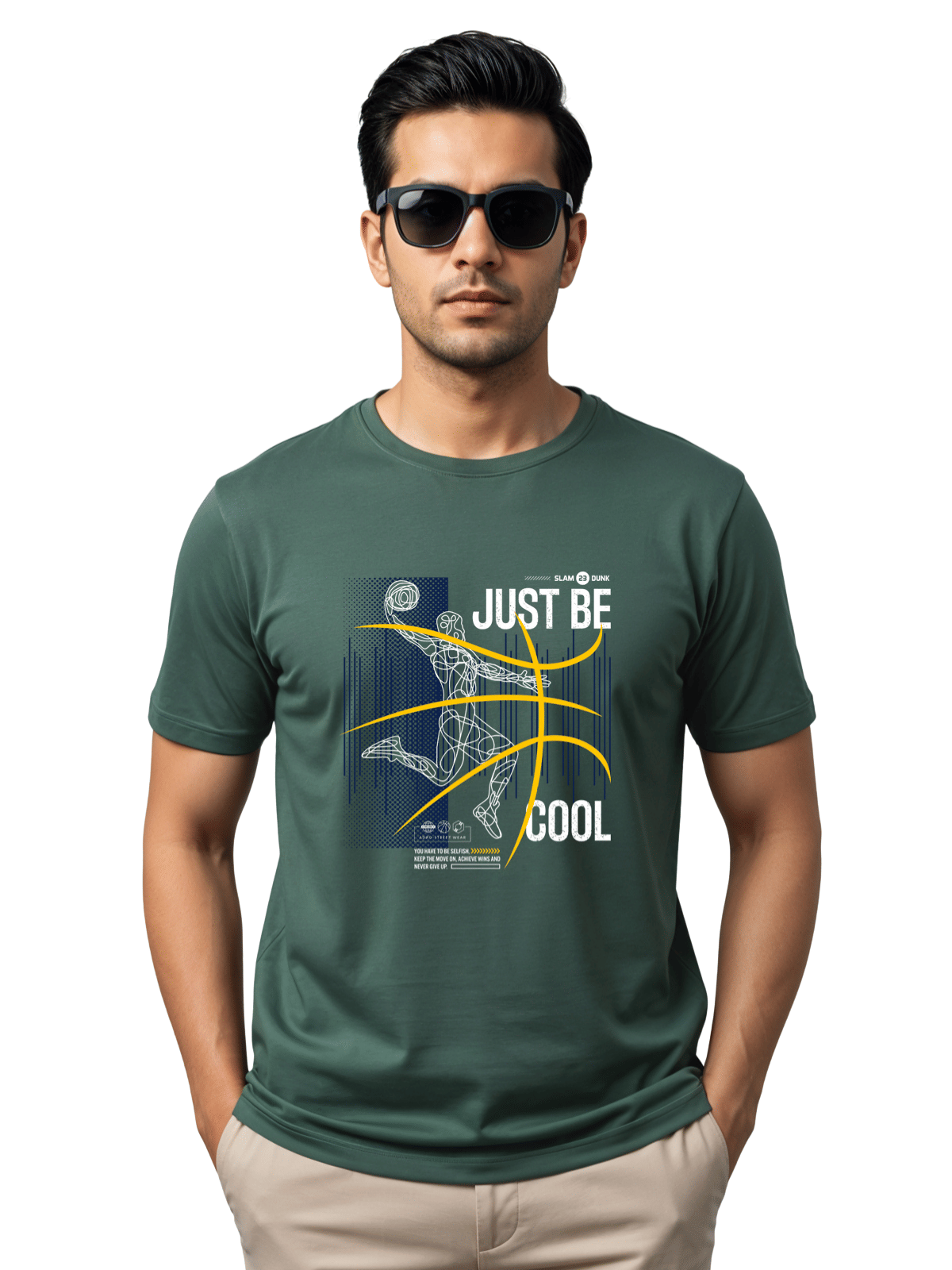Adro Men Cotton Blend Regular Fit Printed T-Shirt ( Green )     			Adro Men Cotton Blend Regular Fit Printed T-Shirt ( Green )