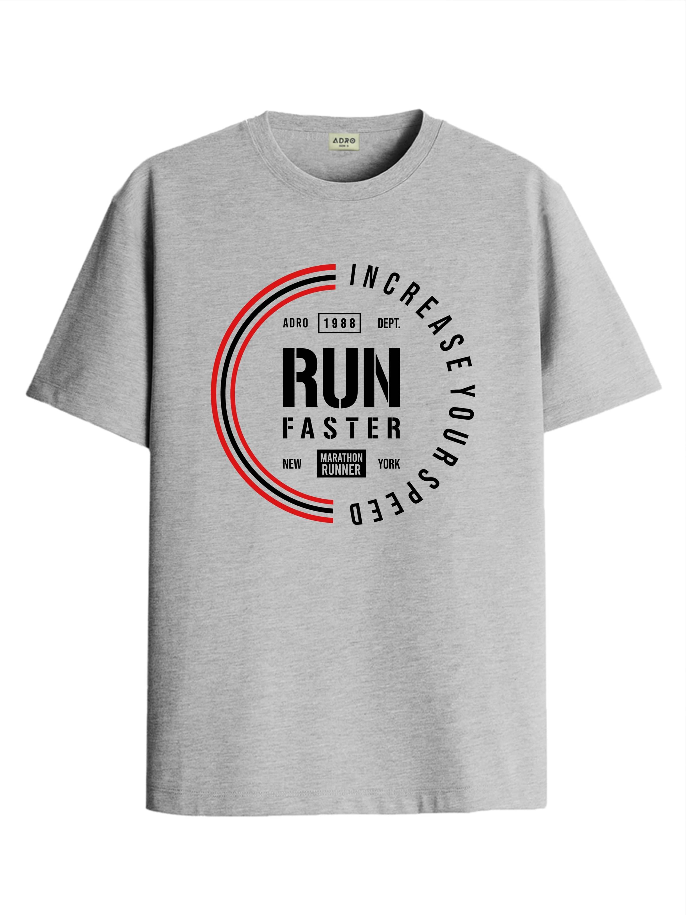     			Adro Men Cotton Blend Regular Fit Printed T-Shirt ( Grey )