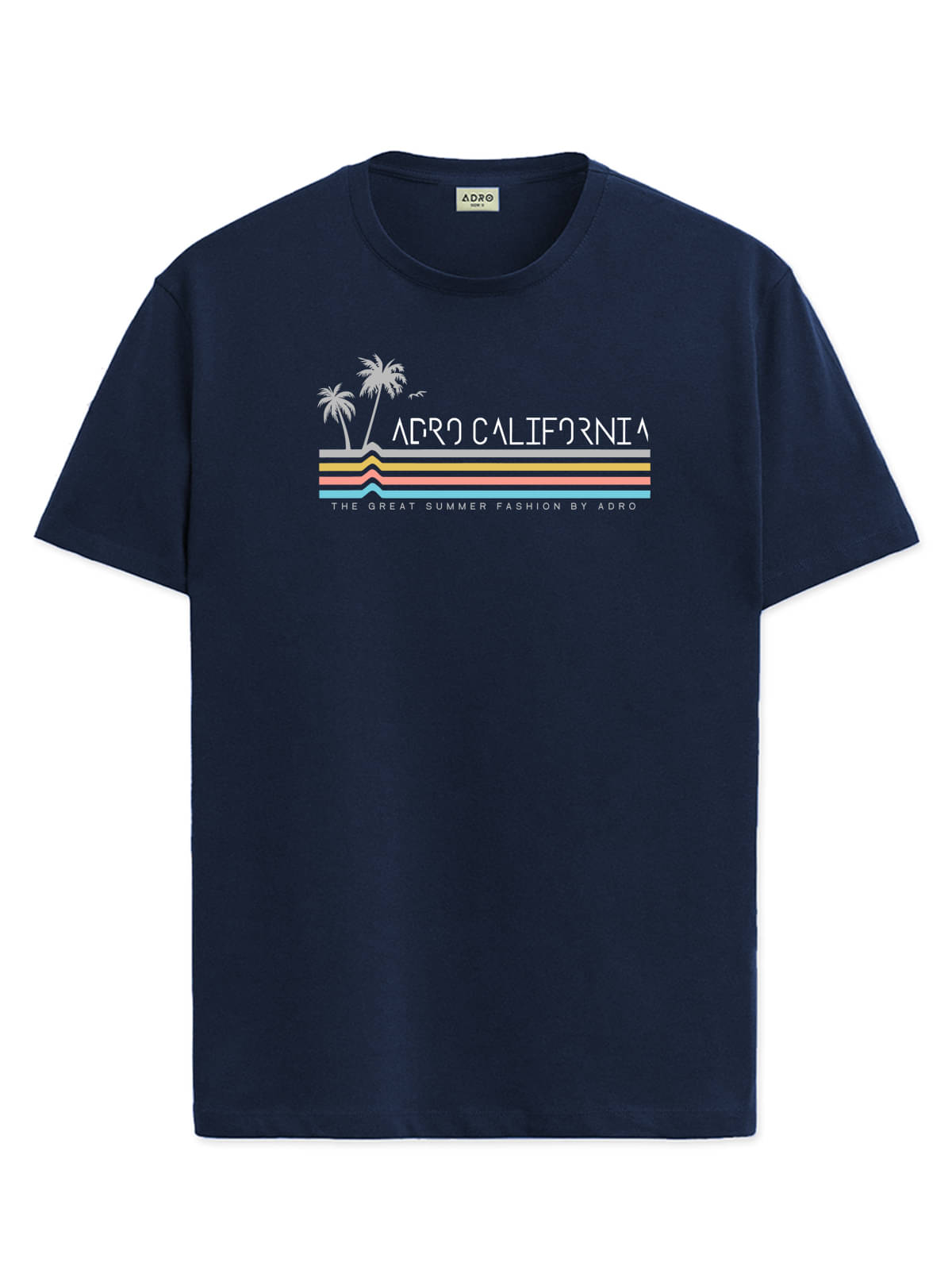     			Adro Men Cotton Blend Regular Fit Printed T-Shirt ( Navy Blue )