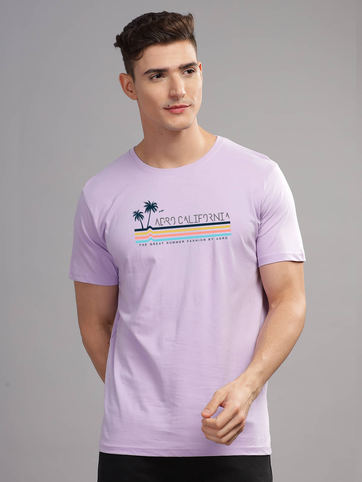 Adro Men Cotton Blend Regular Fit Printed T-Shirt ( Purple ) Adro Men Cotton Blend Regular Fit Printed T-Shirt ( Purple )