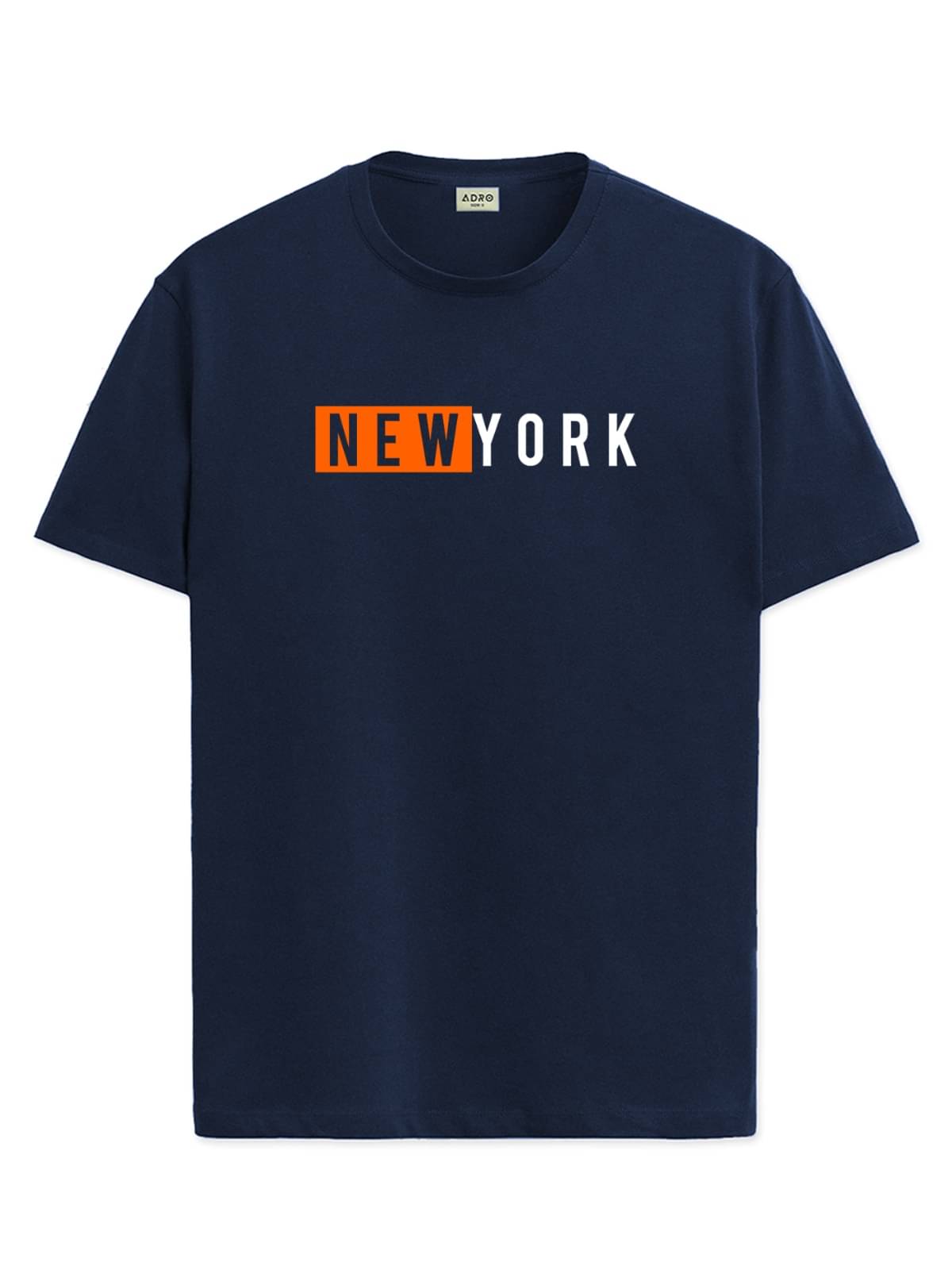     			Adro Men Cotton Blend Regular Fit Printed T-Shirt ( Navy Blue )