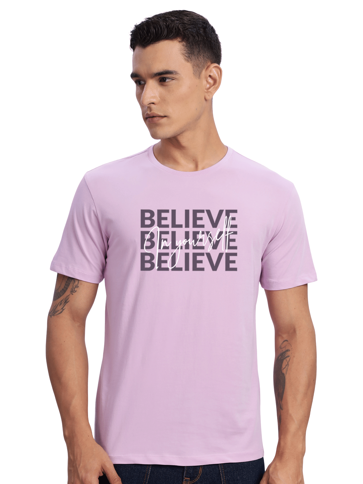 Adro Men Cotton Blend Regular Fit Printed T-Shirt ( Lavender )     			Adro Men Cotton Blend Regular Fit Printed T-Shirt ( Lavender )