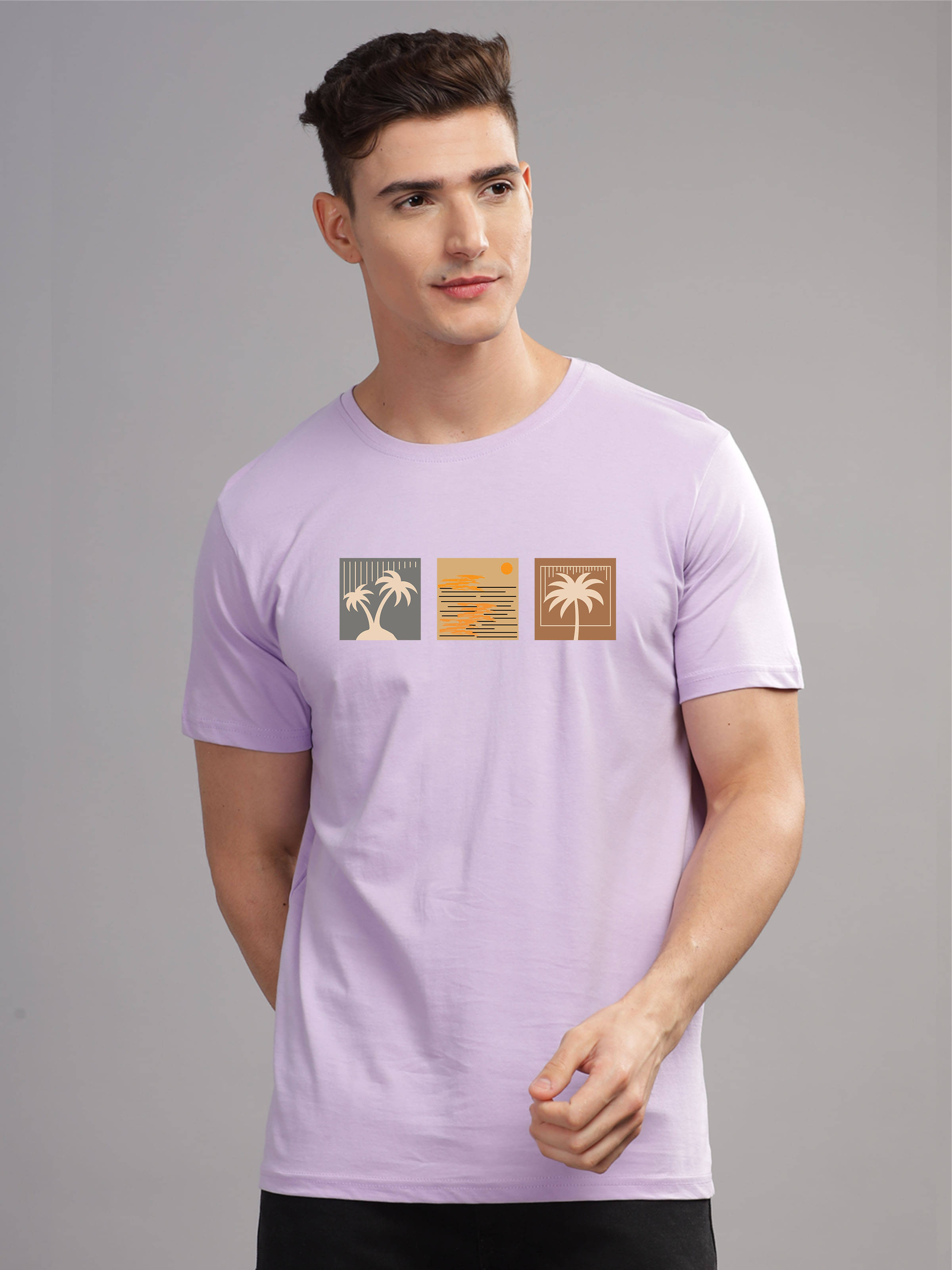 Adro Men Cotton Blend Regular Fit Printed T-Shirt ( Purple ) Adro Men Cotton Blend Regular Fit Printed T-Shirt ( Purple )