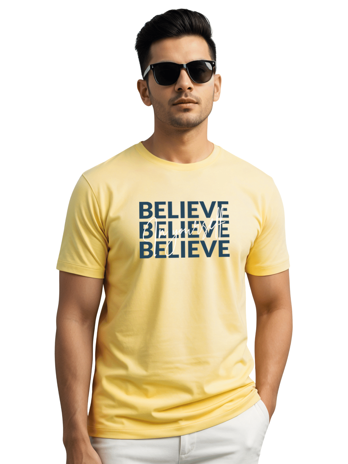     			Adro Men Cotton Blend Regular Fit Printed T-Shirt ( Yellow )