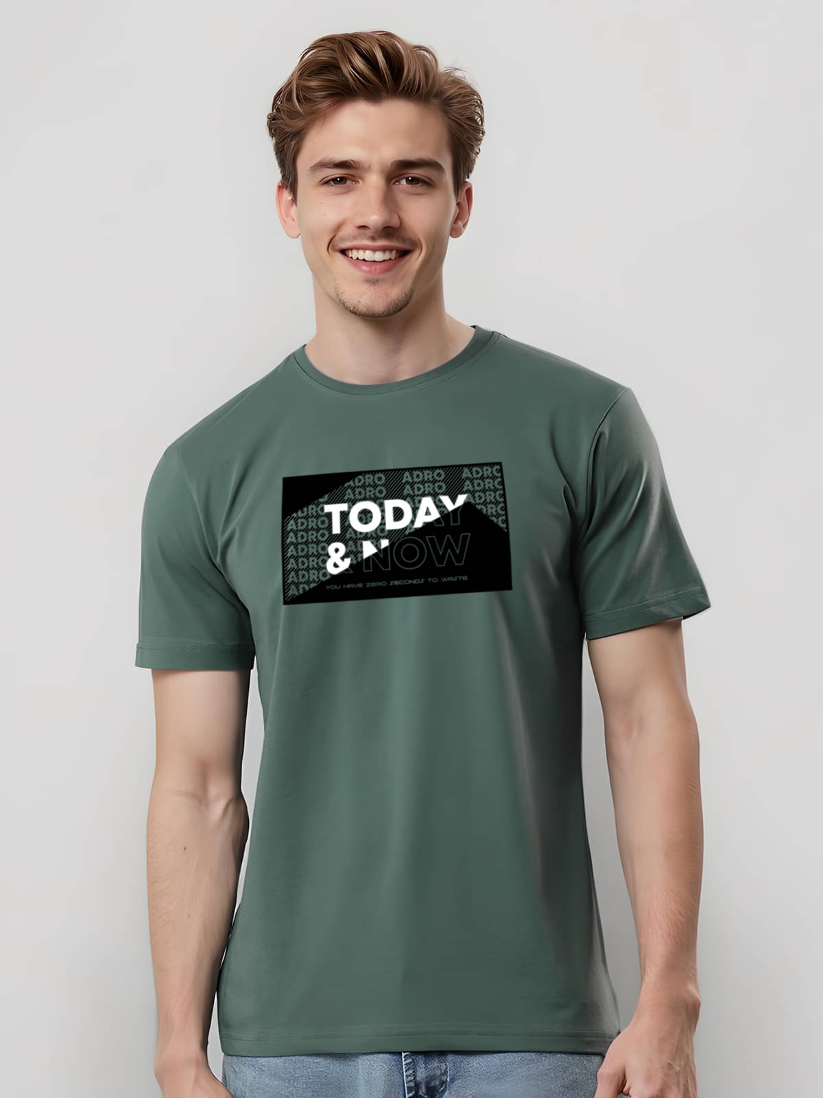 Adro Men Cotton Blend Regular Fit Printed T-Shirt ( Green ) Adro Men Cotton Blend Regular Fit Printed T-Shirt ( Green )