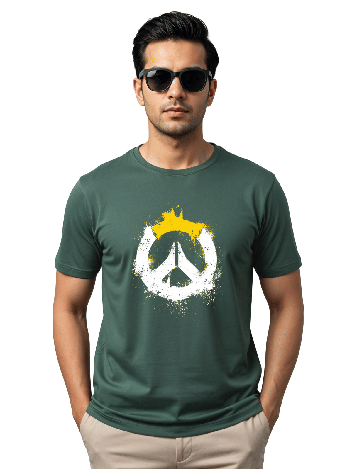 Adro Men Cotton Blend Regular Fit Printed T-Shirt ( Green )     			Adro Men Cotton Blend Regular Fit Printed T-Shirt ( Green )