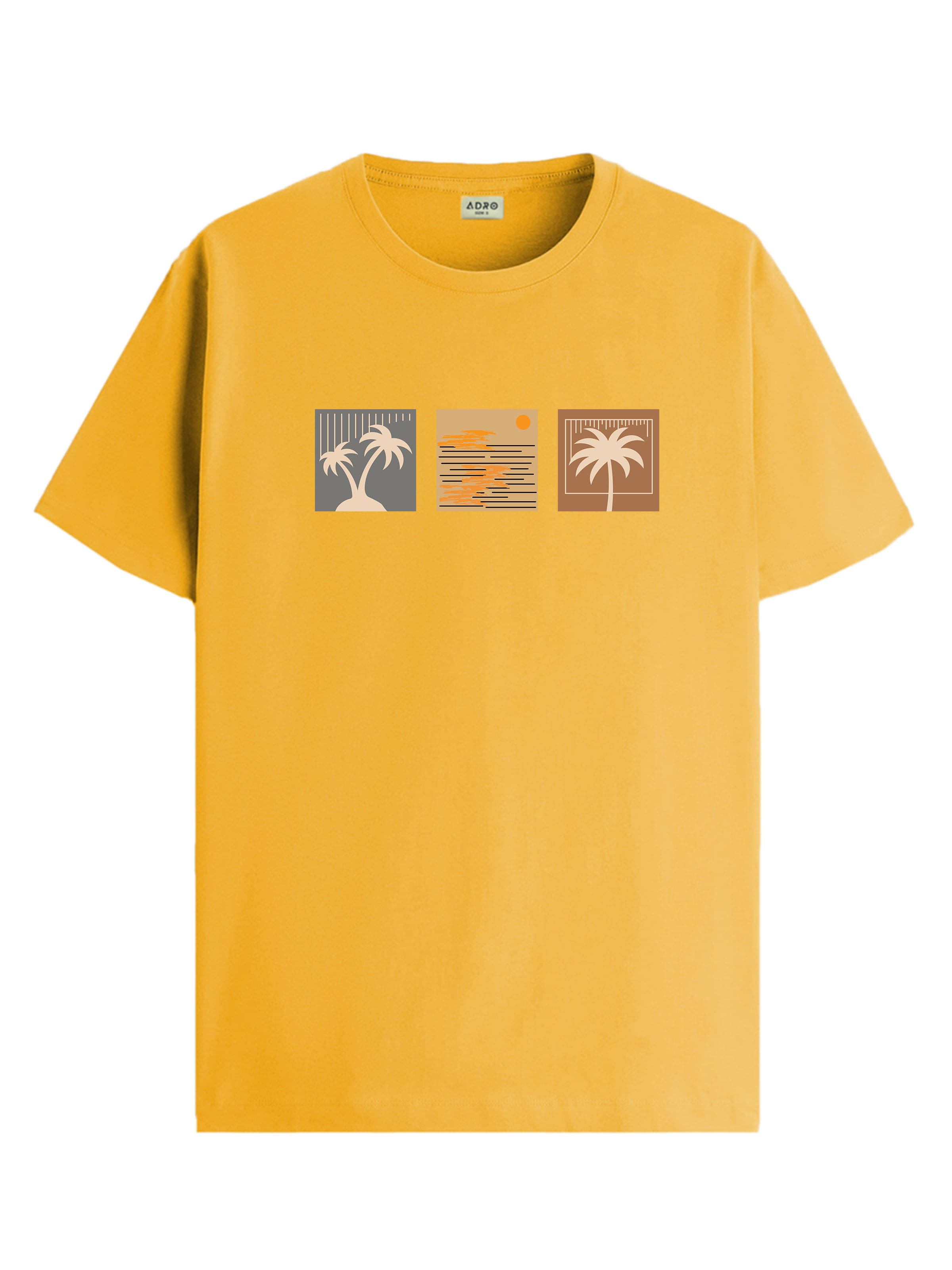 Adro Men Cotton Blend Regular Fit Printed T-Shirt ( Mustard ) Adro Men Cotton Blend Regular Fit Printed T-Shirt ( Mustard )