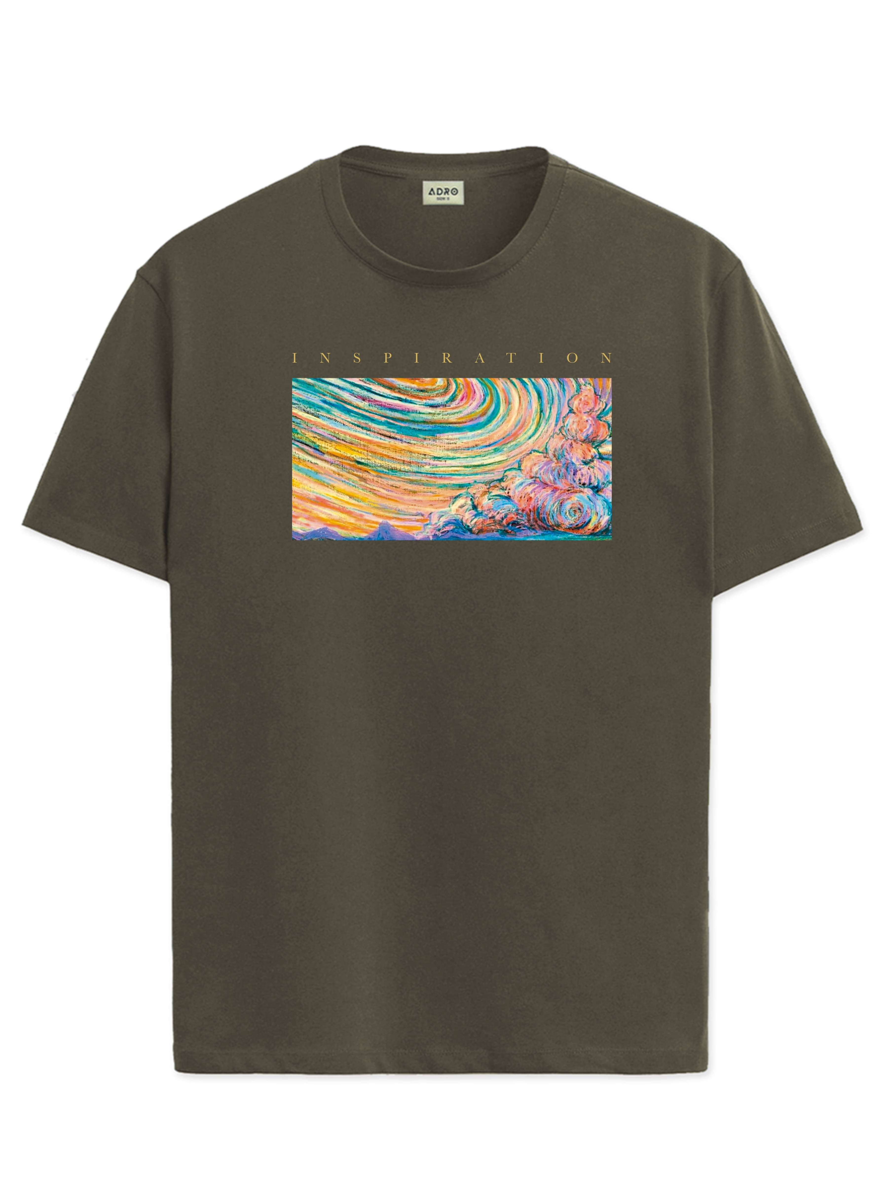 Adro Men Cotton Blend Regular Fit Printed T-Shirt ( Olive ) Adro Men Cotton Blend Regular Fit Printed T-Shirt ( Olive )