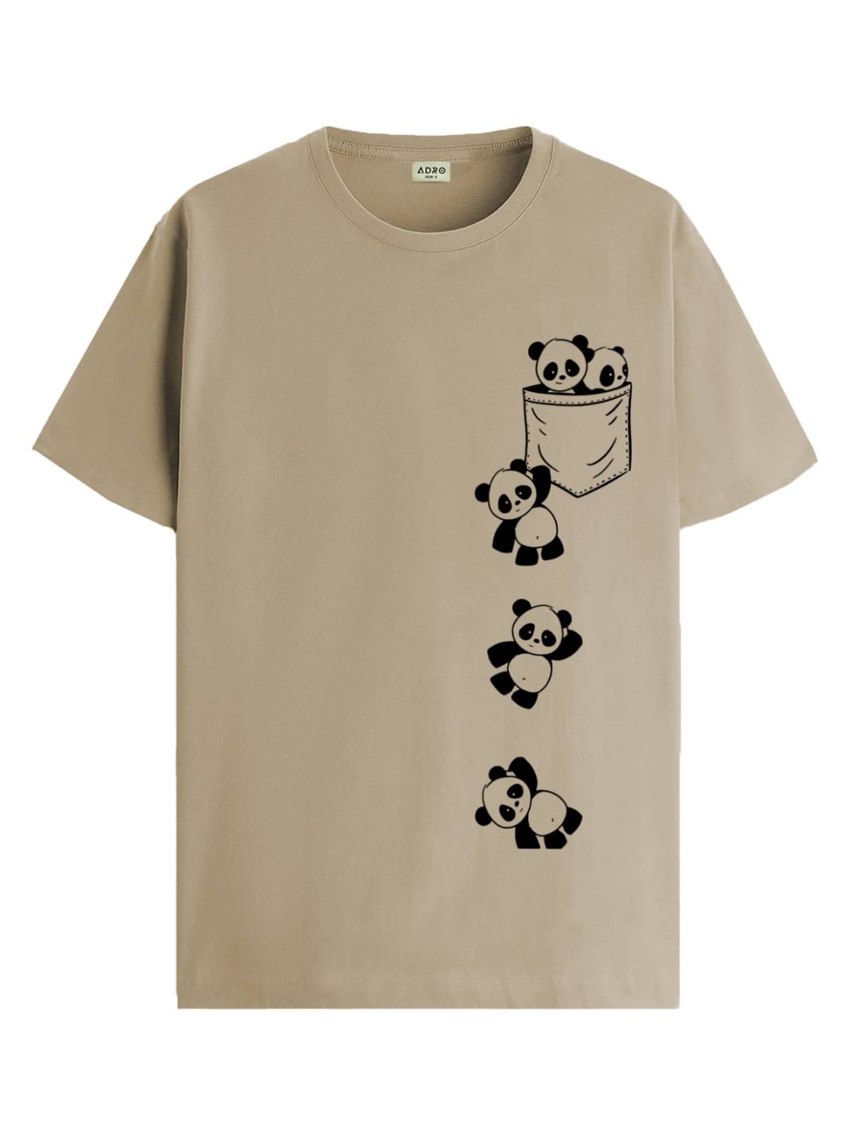 Adro Men Cotton Blend Regular Fit Printed T-Shirt ( Beige )     			Adro Men Cotton Blend Regular Fit Printed T-Shirt ( Beige )