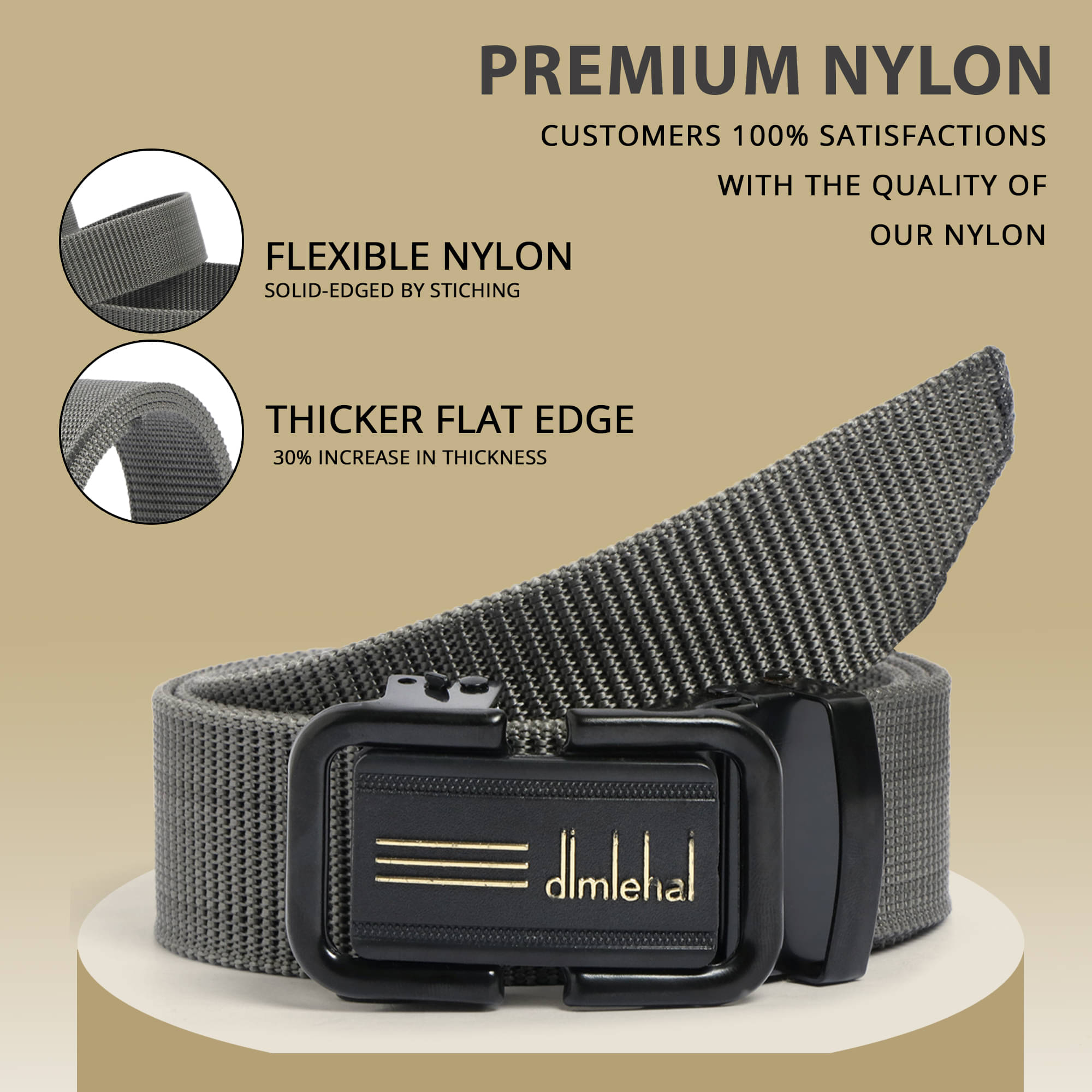     			lyvi - Black Nylon Men's Braided Belt ( Pack of 1 )