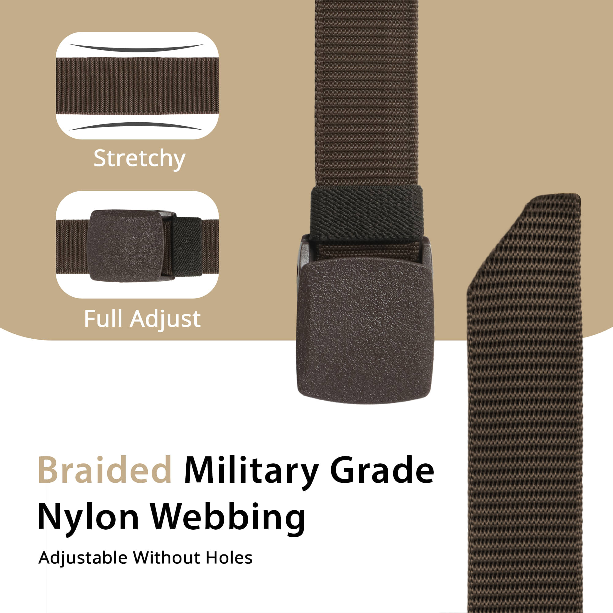     			lyvi - Brown Nylon Men's Braided Belt ( Pack of 1 )