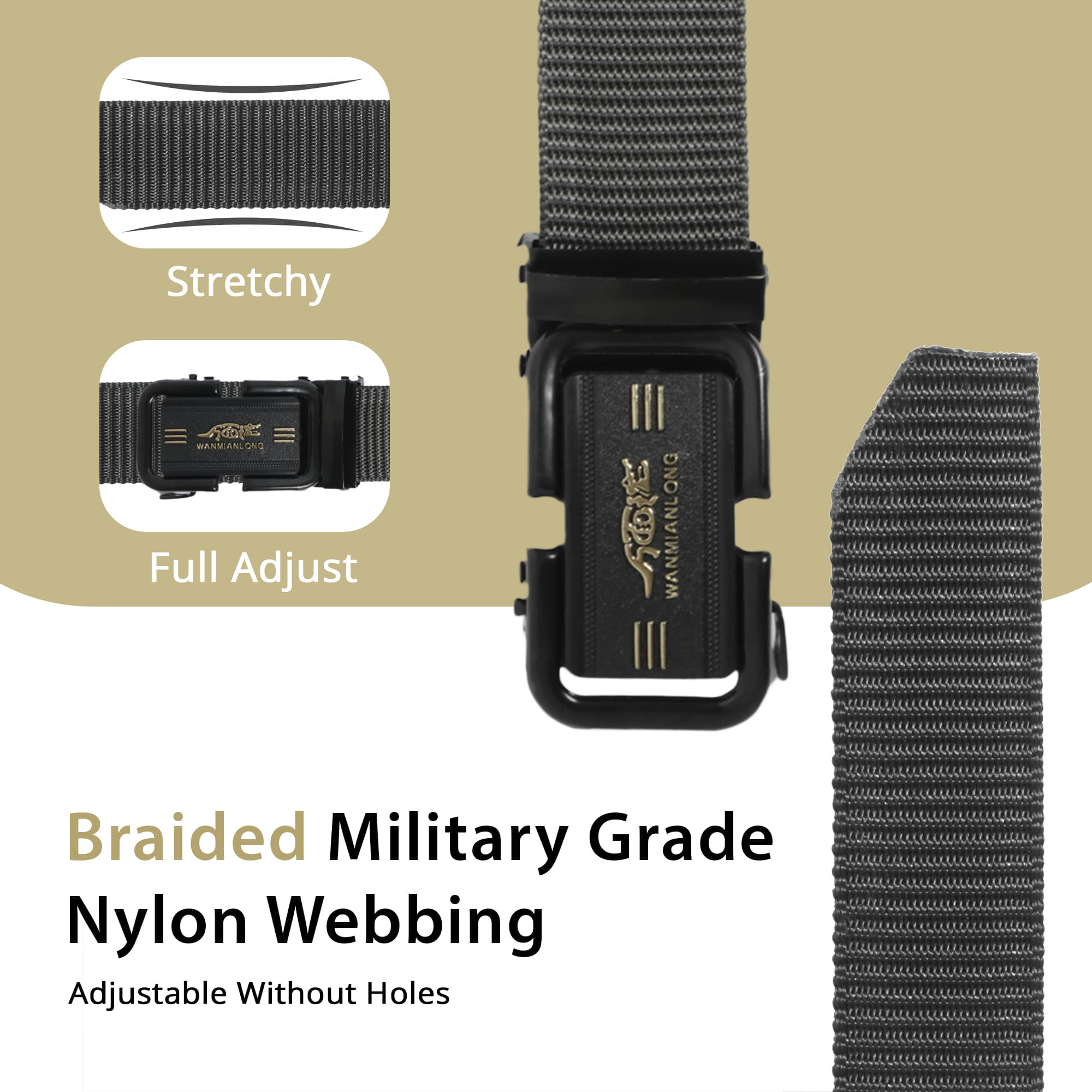     			lyvi - Gray Nylon Men's Braided Belt ( Pack of 1 )