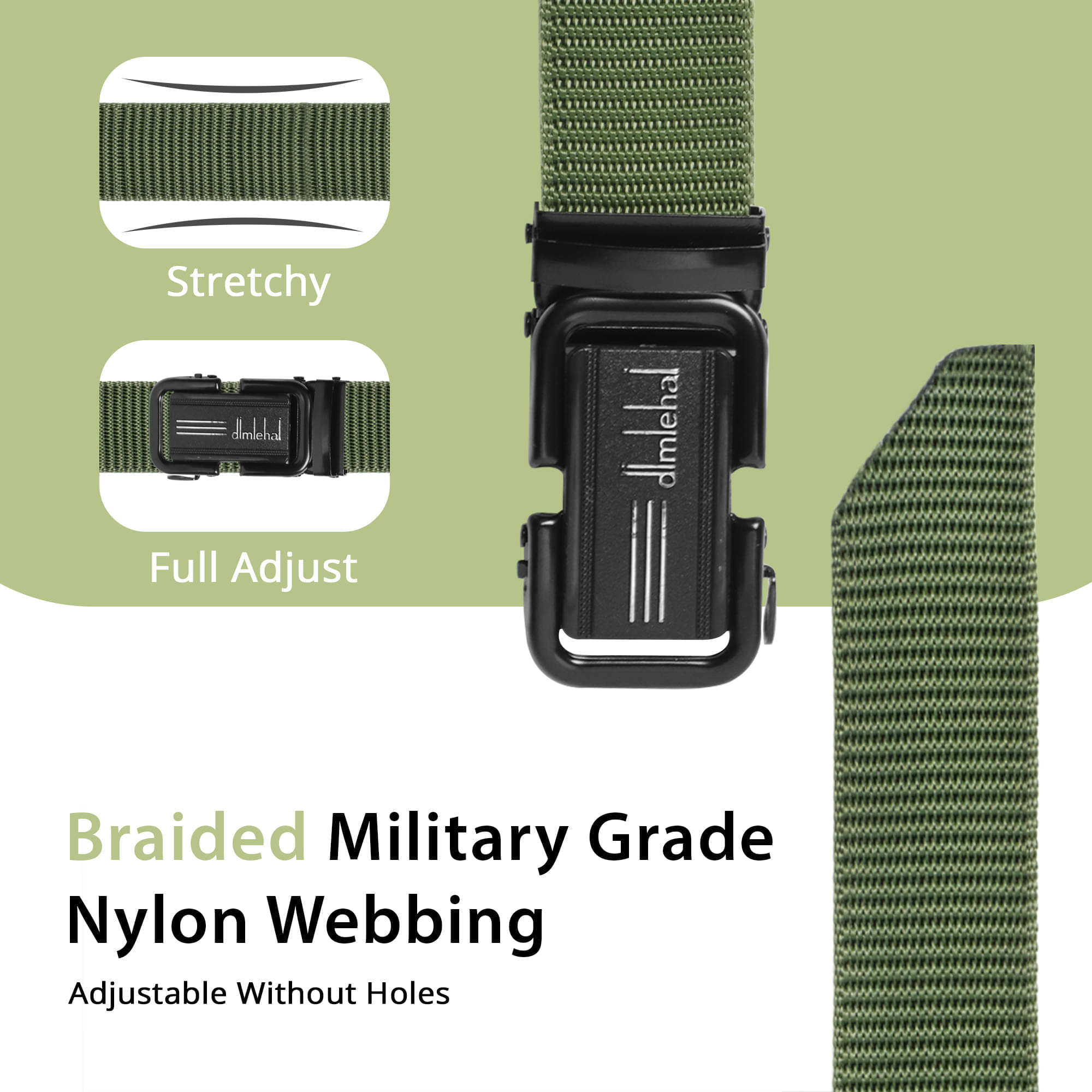     			lyvi - Green Nylon Men's Braided Belt ( Pack of 1 )
